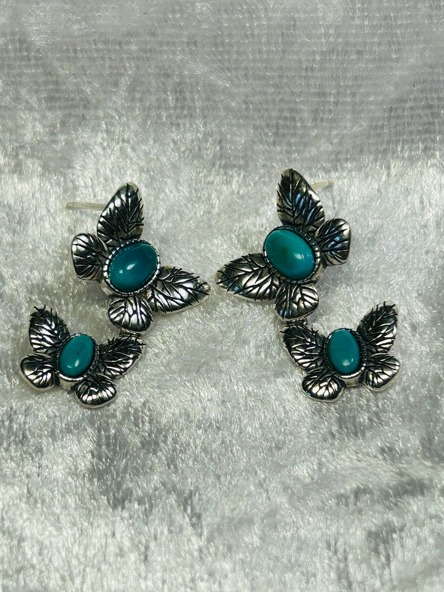 Butterfly Earrings With Turquoise in 925 Sterling Silver - Gift Box Included