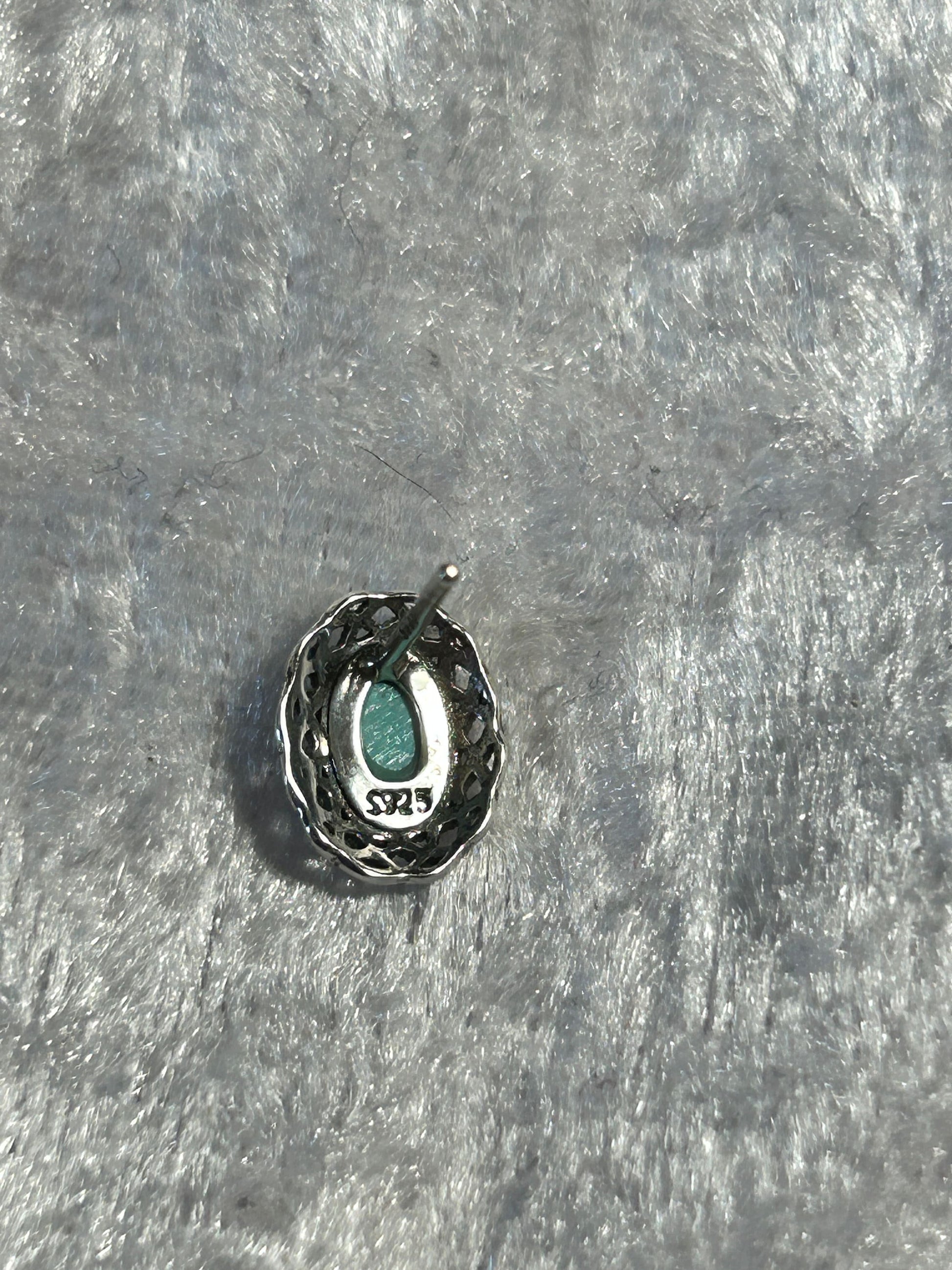Turquoise Earrings with Celtic Design in 925 Sterling Silver - Oval Ear Studs Celtic Dragon Jewellery