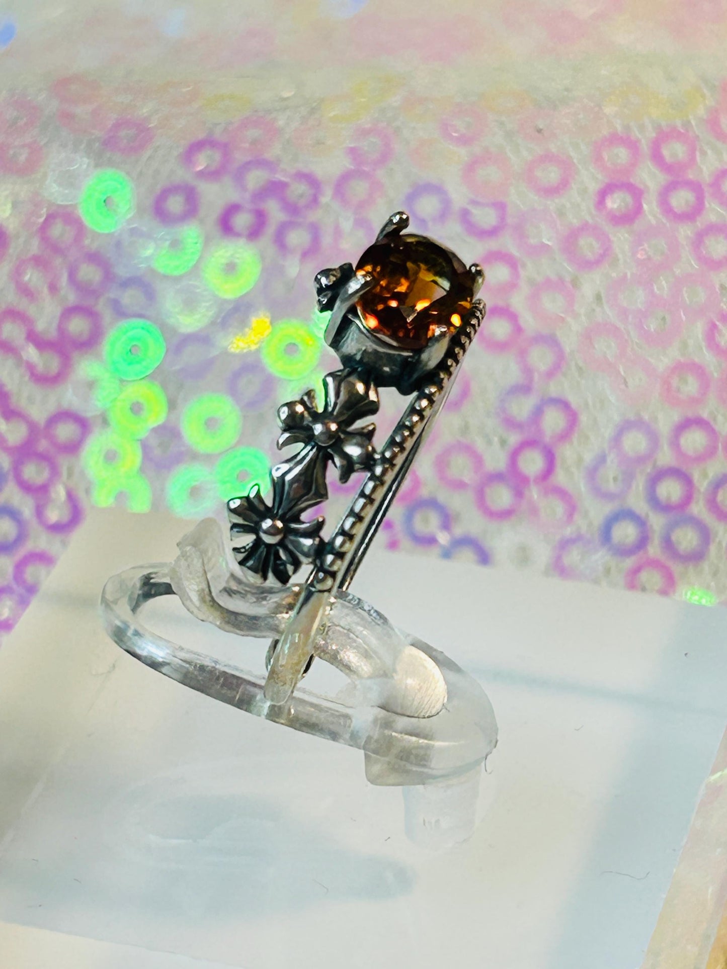 Regal Tiara Ring with Citrine in 925 Sterling Silver & Adjustable Band Celtic Dragon Jewellery