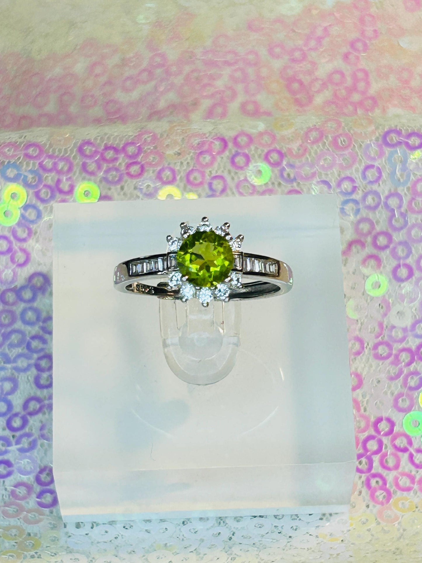 Peridot Cluster Ring in 925 Sterling Silver, Adjustable with CZ Accents Celtic Dragon Jewellery