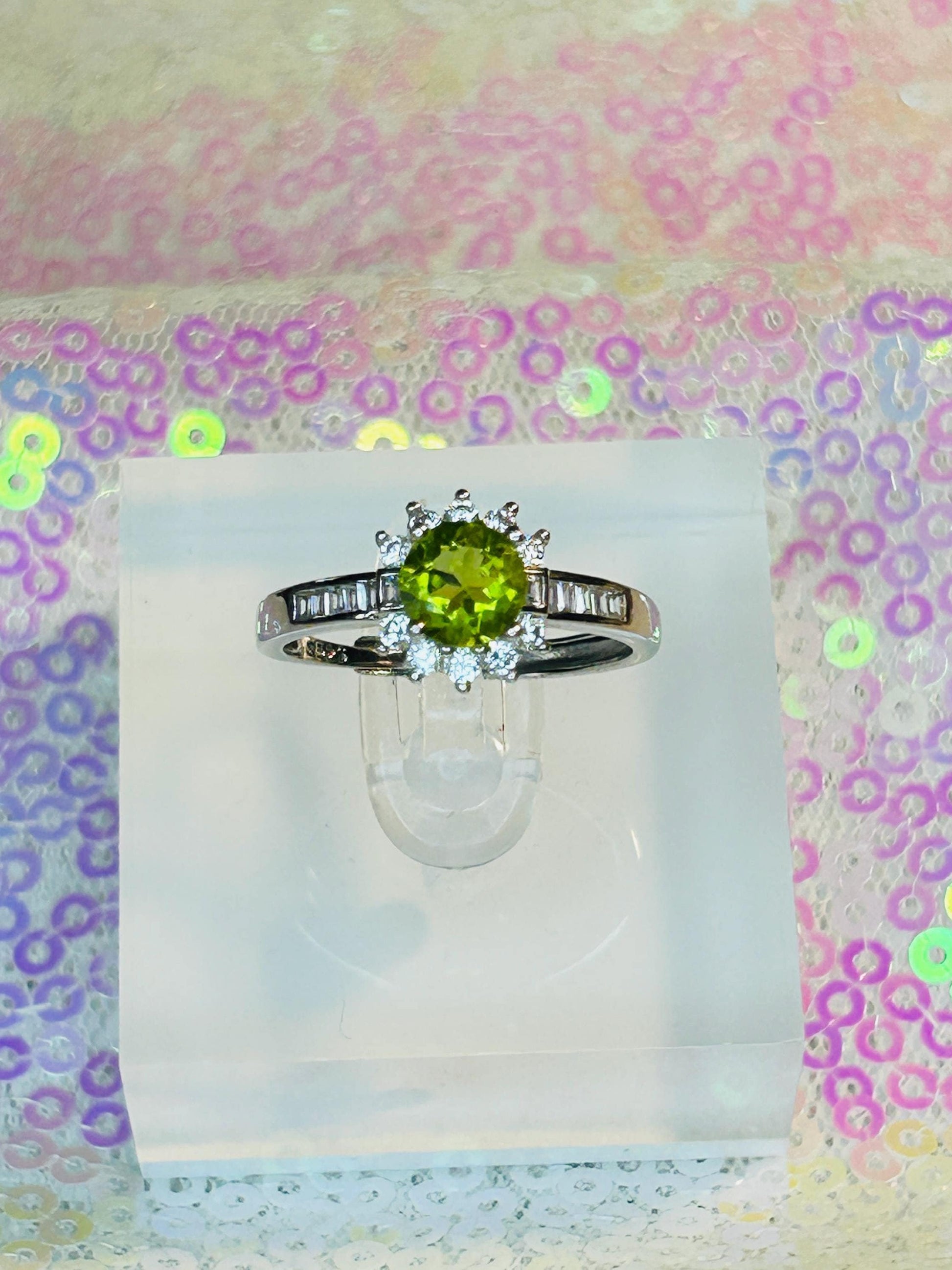 Peridot Cluster Ring in 925 Sterling Silver, Adjustable with CZ Accents Celtic Dragon Jewellery
