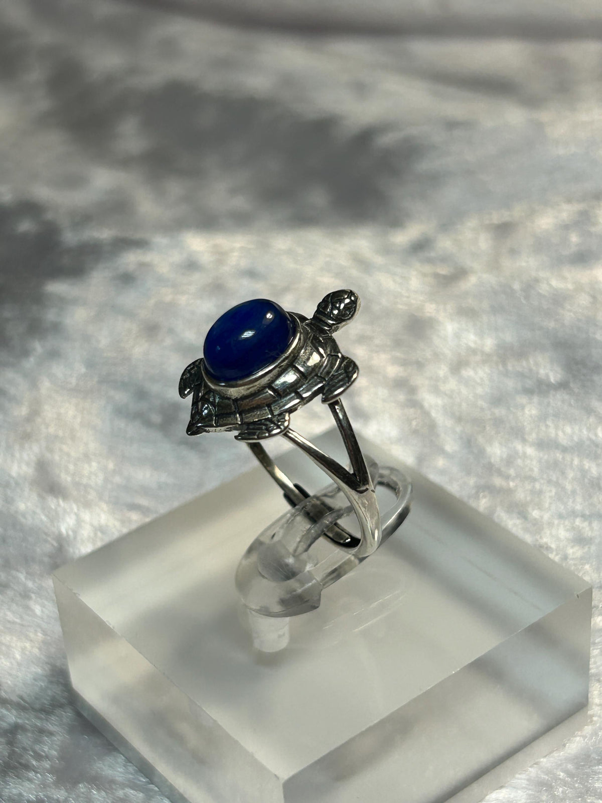 Turtle Ring With Blue Kyanite in 925 Sterling Silver & Adjustable Band Celtic Dragon Jewellery