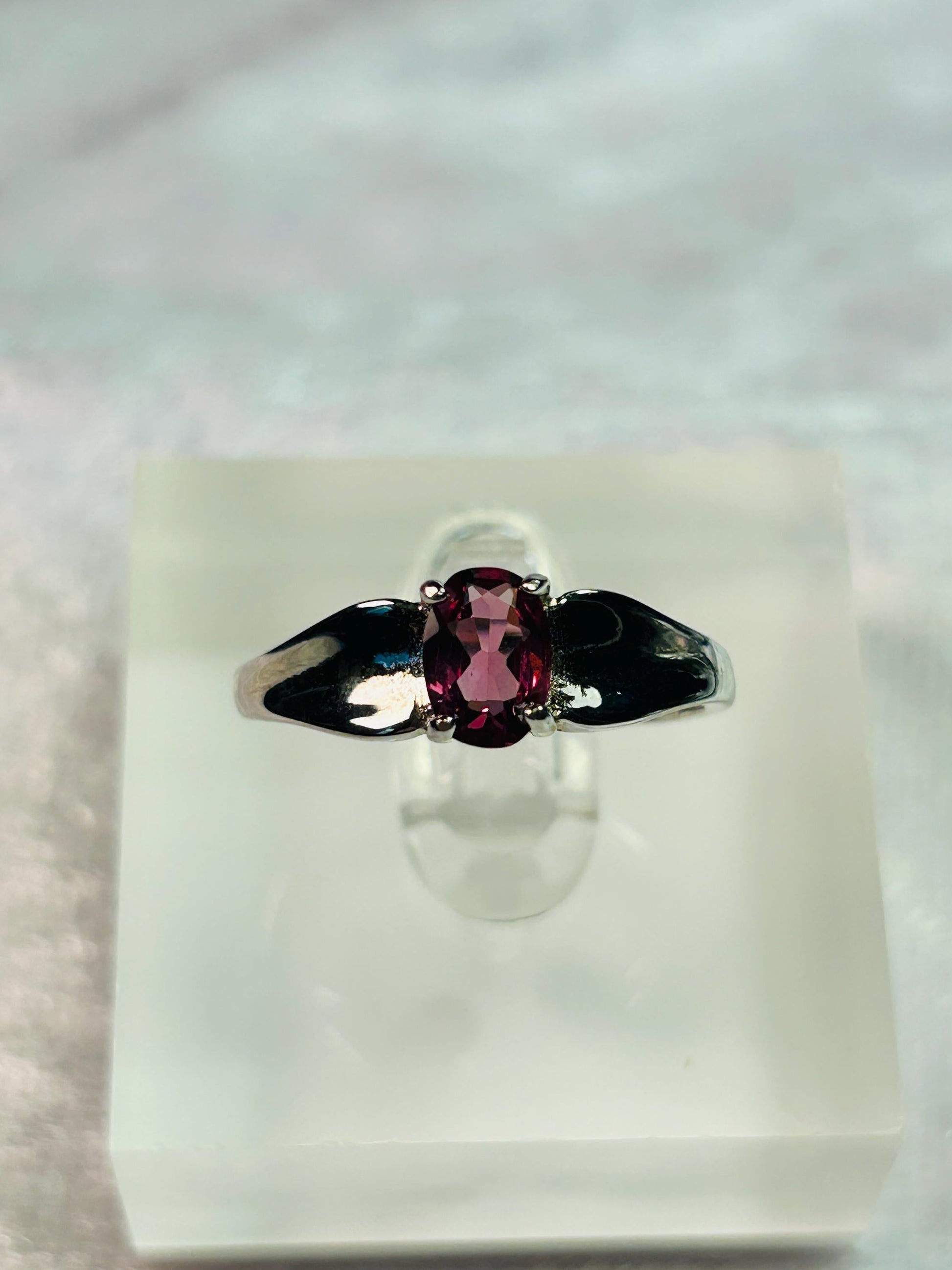 Pink Garnet Ring in 925 Sterling Silver - Adjustable Gemstone Jewellery Celtic Dragon Jewellery