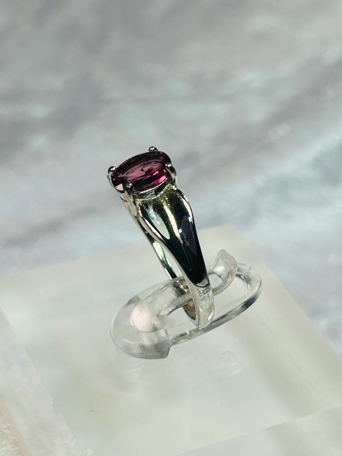 Pink Garnet Ring in 925 Sterling Silver - Adjustable Gemstone Jewellery Celtic Dragon Jewellery