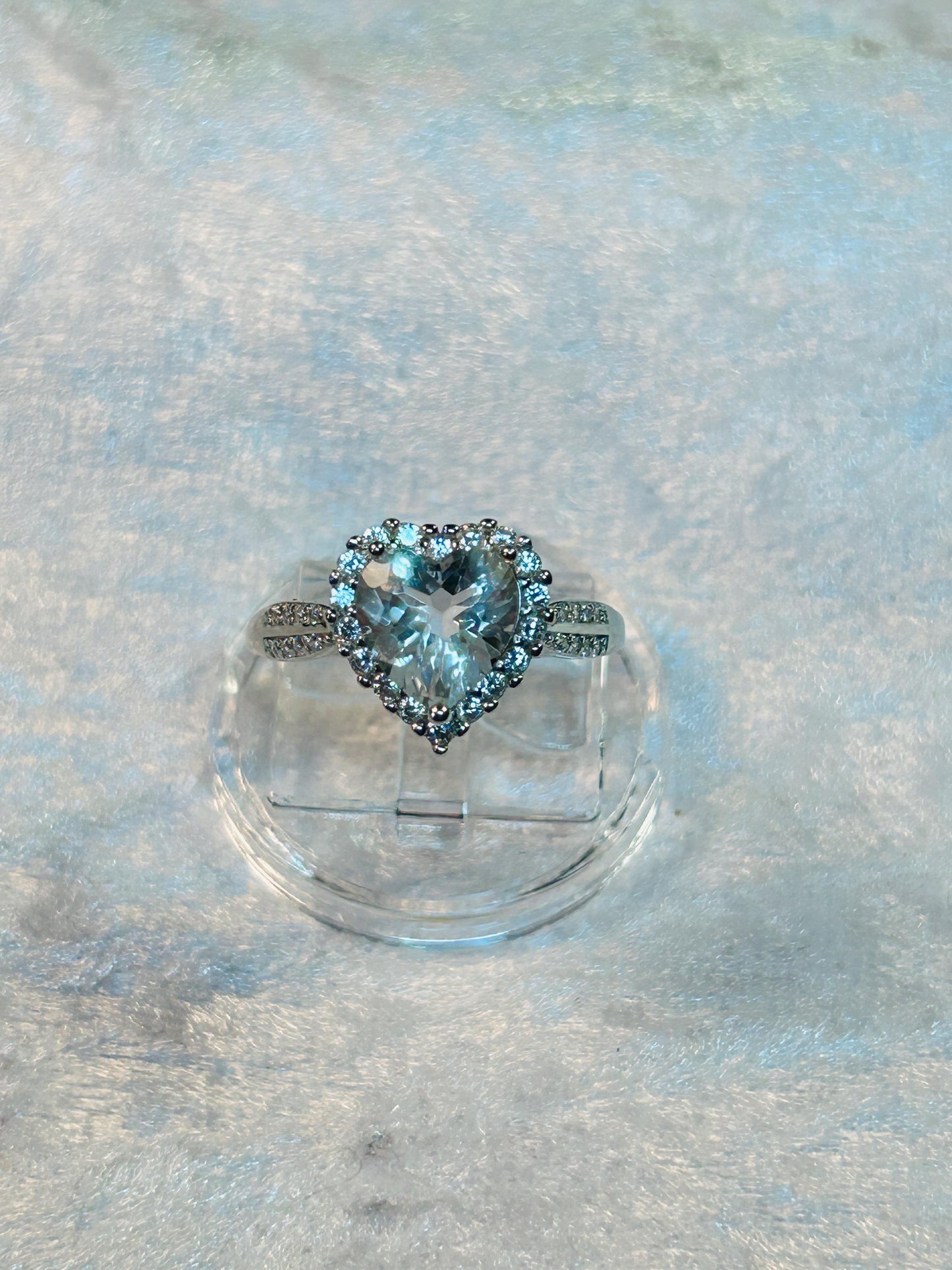 Clear Quartz Heart Ring in 925 Sterling Silver - Adjustable Romantic Jewellery Celtic Dragon Jewellery