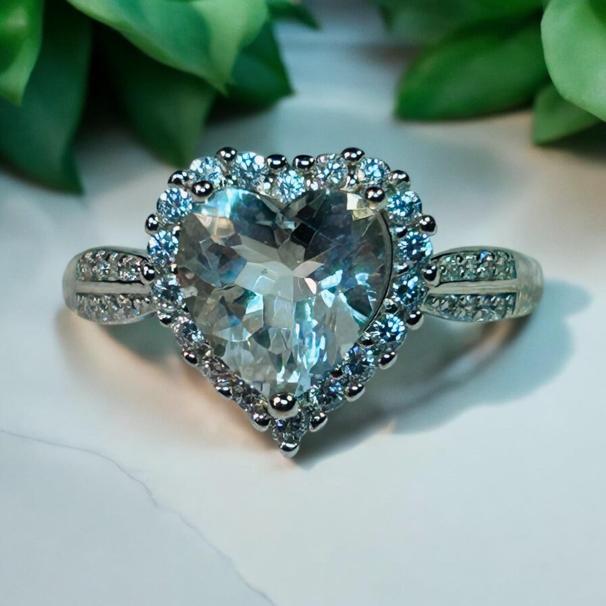 Clear Quartz Heart Ring in 925 Sterling Silver - Adjustable Romantic Jewellery Celtic Dragon Jewellery