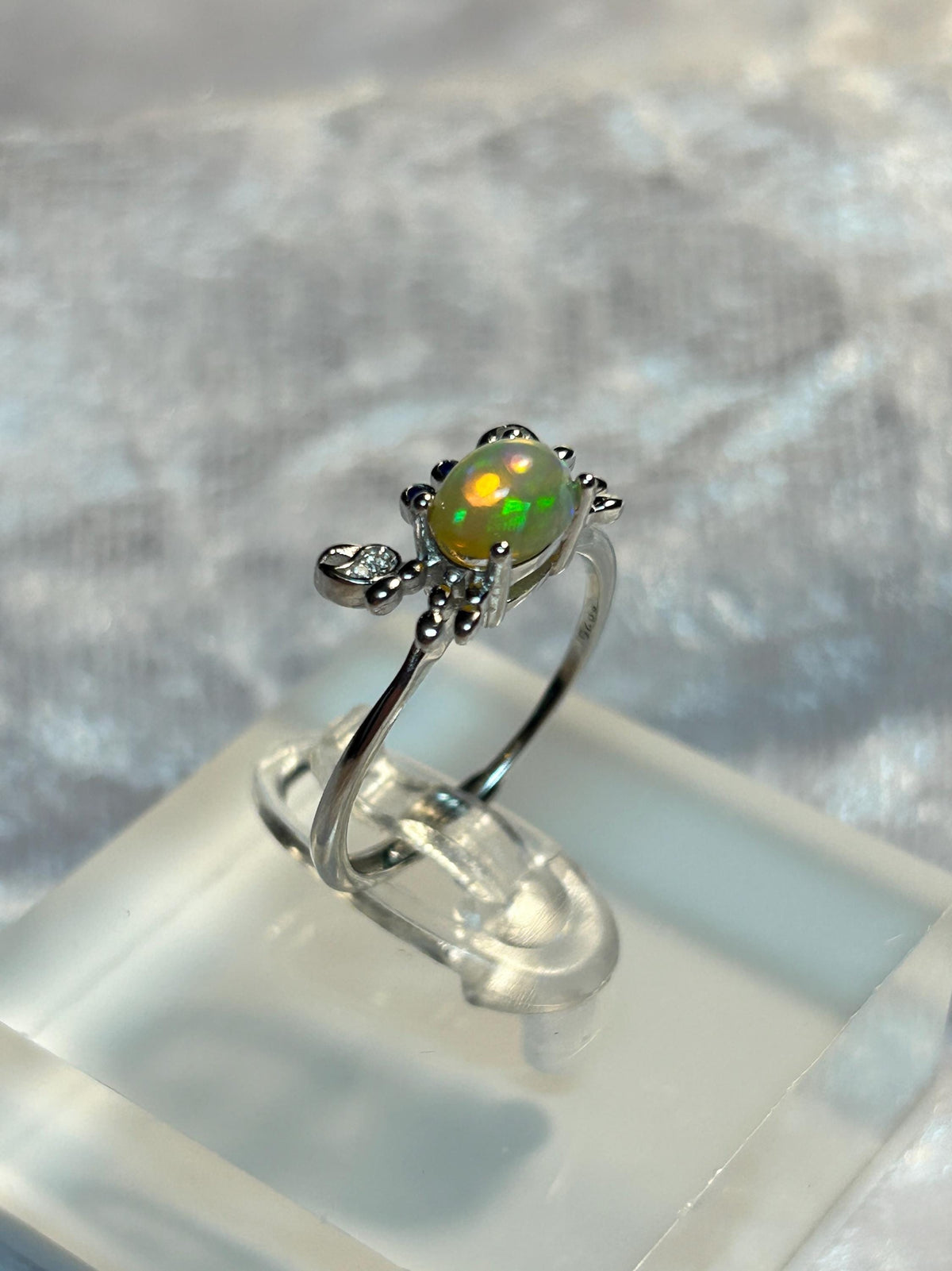 Crab Ring with Opal & CZ, Set in 925 Sterling Silver: Adjustable Band Celtic Dragon Jewellery