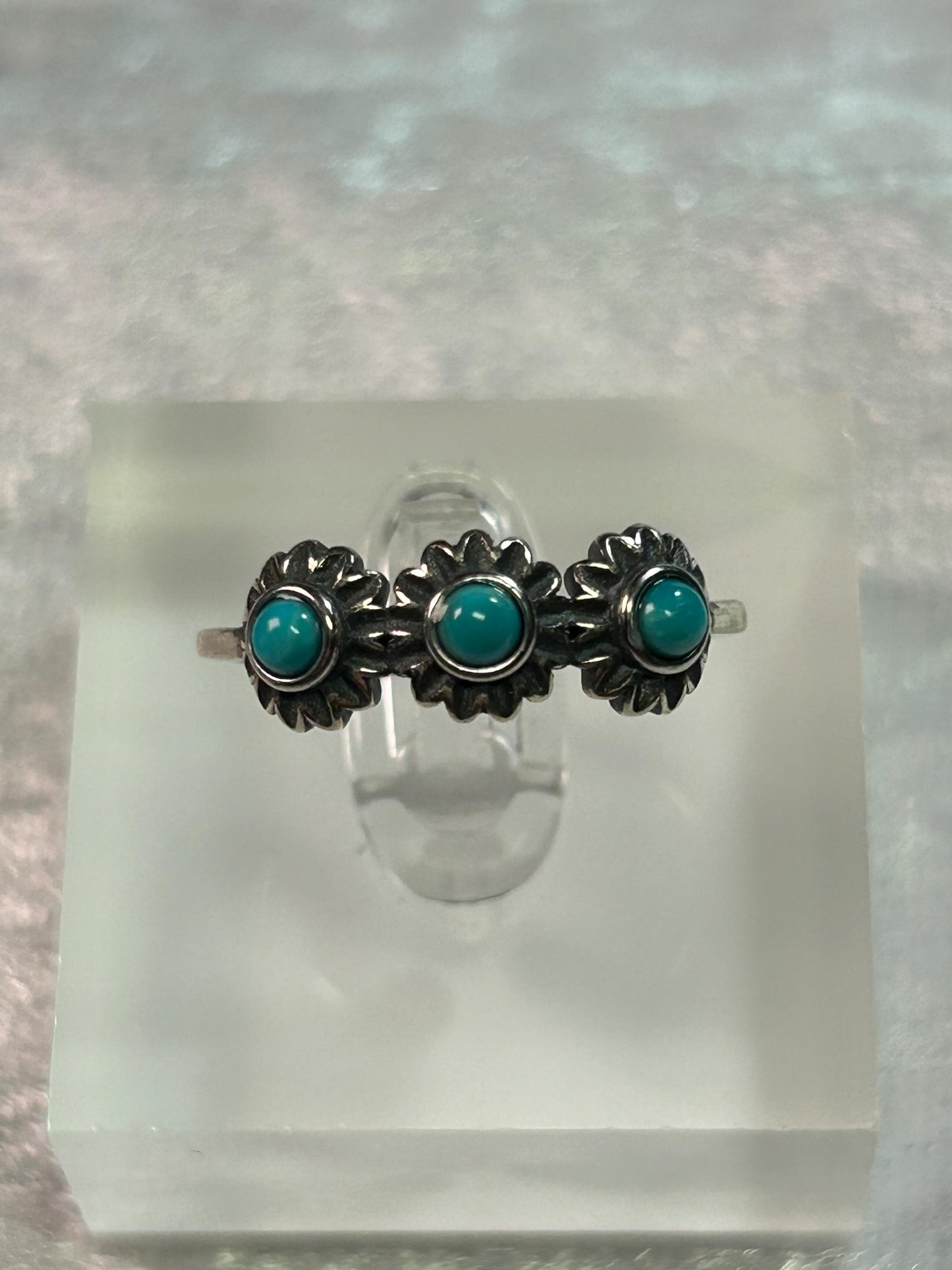 Turquoise Rosette Ring - 925 Sterling Silver - Adjustable Gemstone Jewellery Celtic Dragon Jewellery