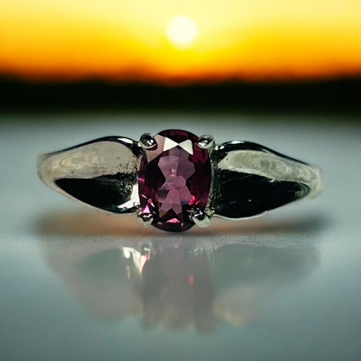 Pink Garnet Ring in 925 Sterling Silver - Adjustable Gemstone Jewellery Celtic Dragon Jewellery