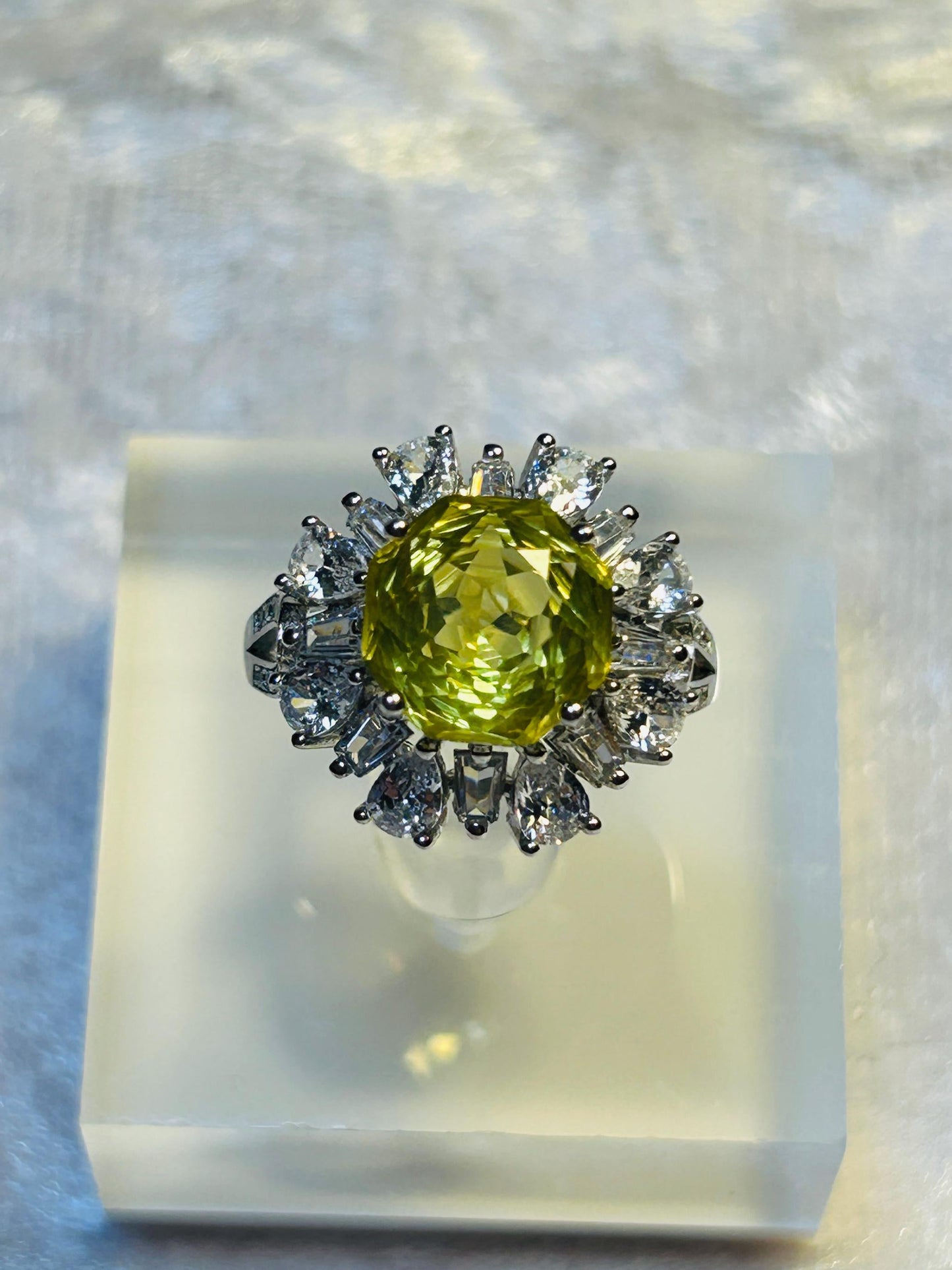 Lemon Citrine Ring With CZ in 925 Sterling Silver & Adjustable Band - Rose Cut Gemstone Celtic Dragon Jewellery