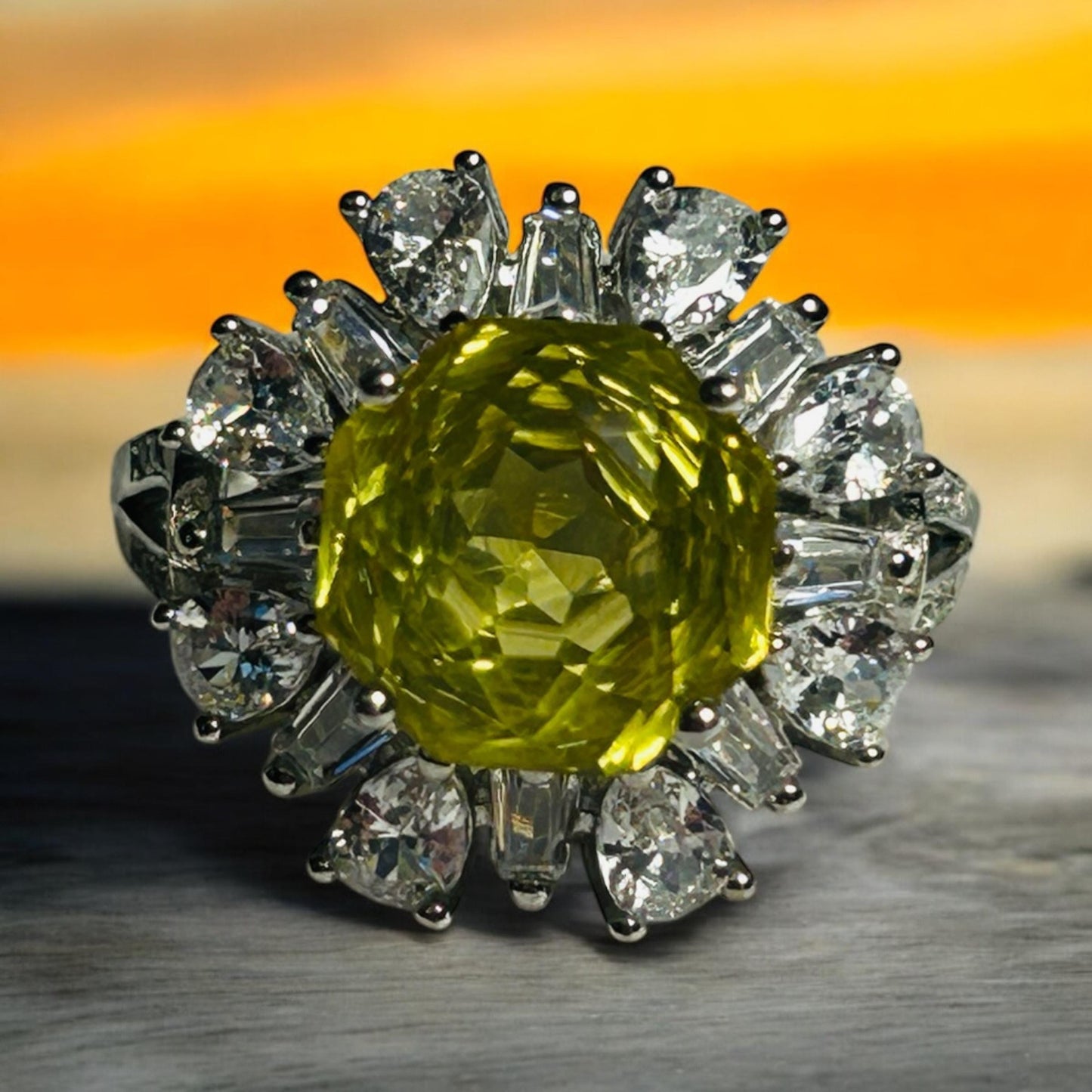 Lemon Citrine Ring With CZ in 925 Sterling Silver & Adjustable Band - Rose Cut Gemstone Celtic Dragon Jewellery