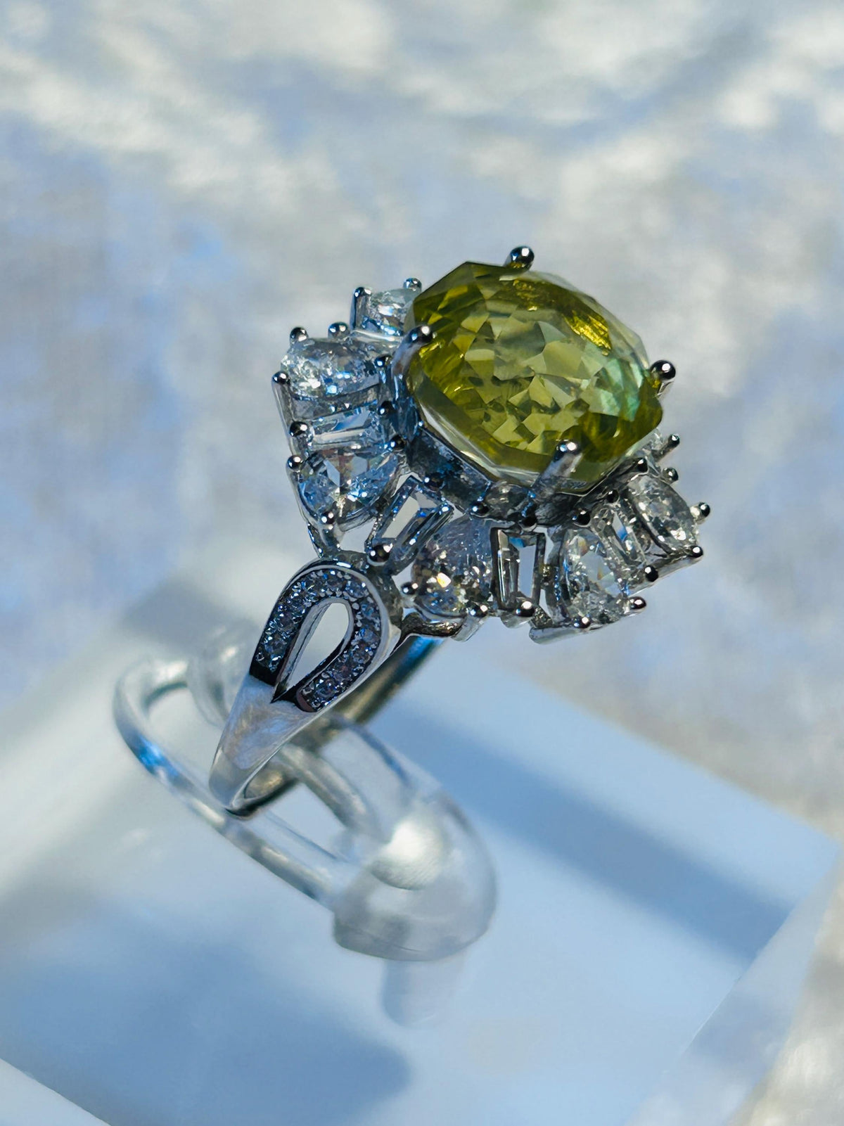 Lemon Citrine Ring With CZ in 925 Sterling Silver & Adjustable Band - Rose Cut Gemstone Celtic Dragon Jewellery
