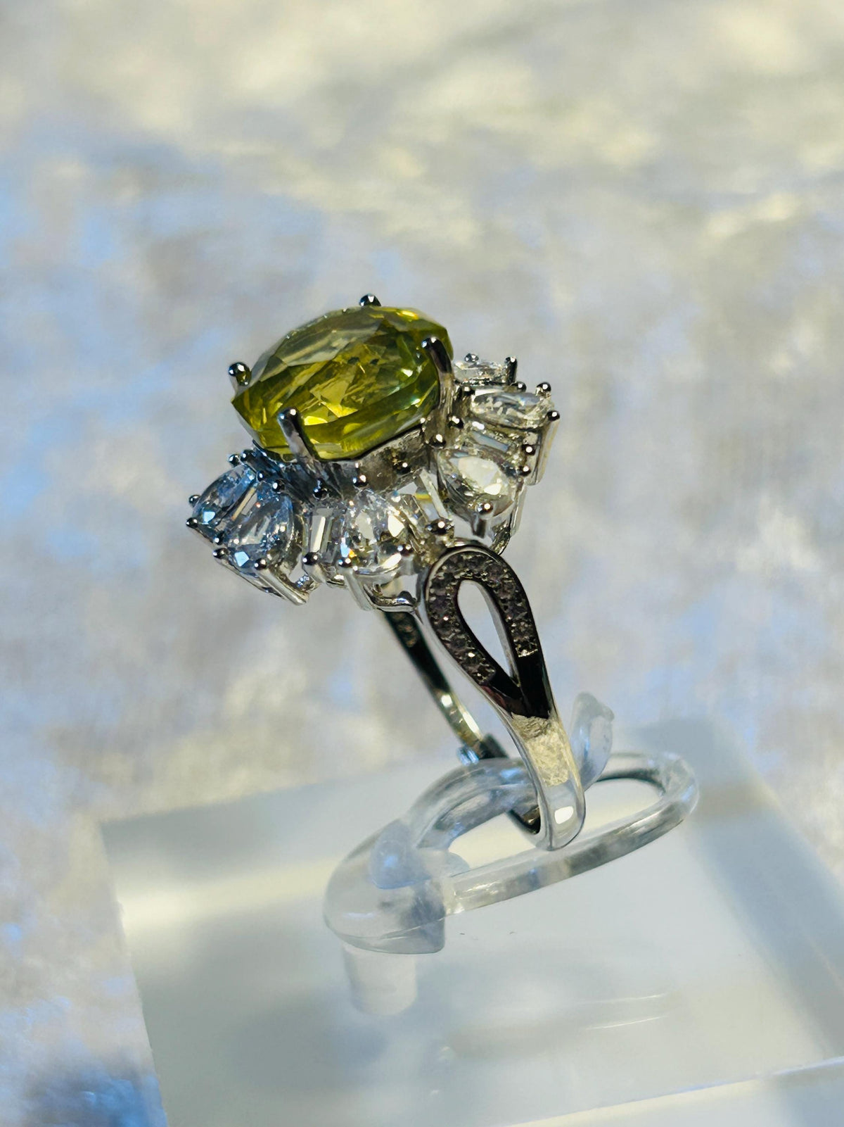 Lemon Citrine Ring With CZ in 925 Sterling Silver & Adjustable Band - Rose Cut Gemstone Celtic Dragon Jewellery