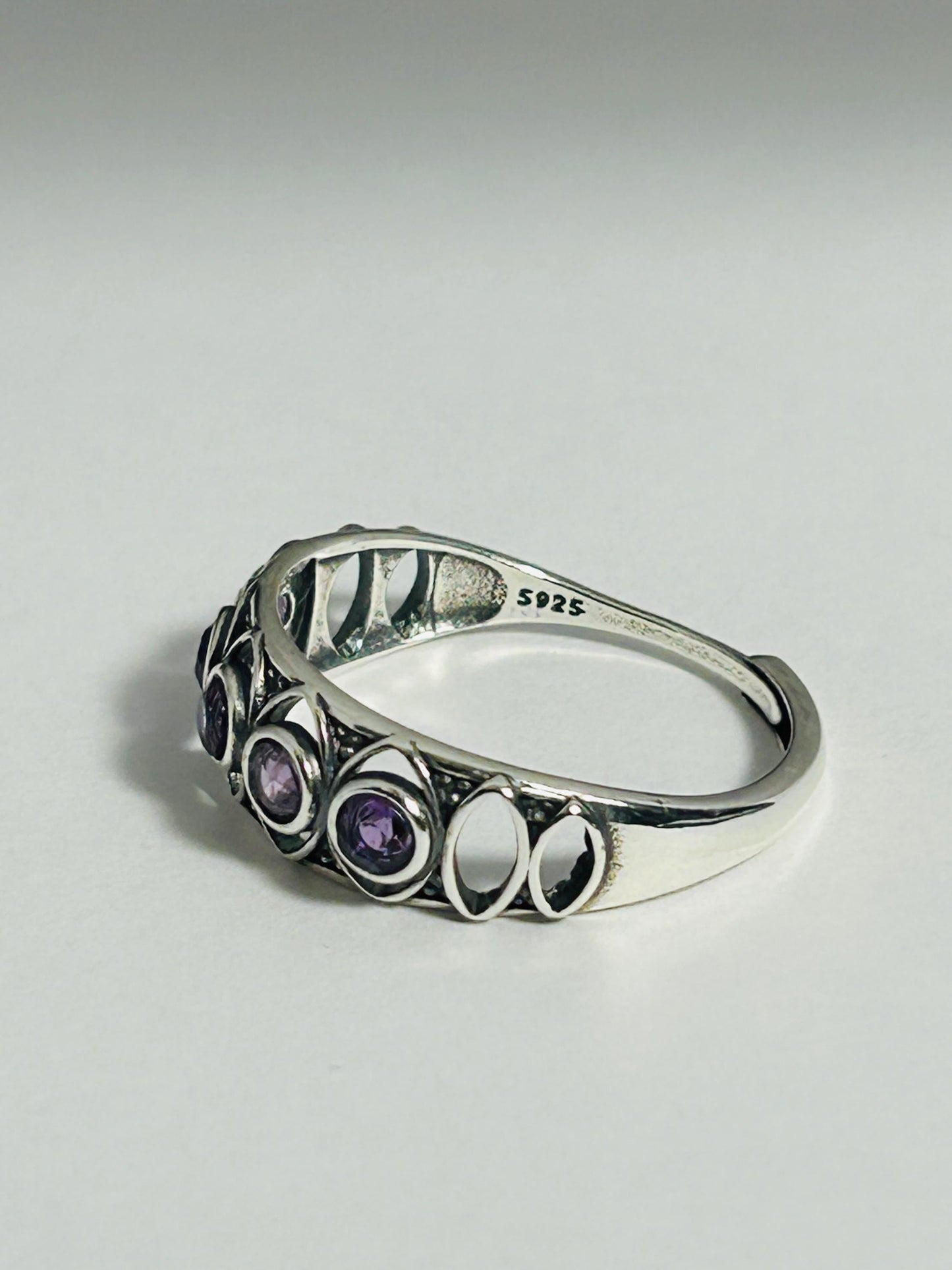 Celtic Amethyst Ring in 925 Sterling Silver - Antiqued Multi Stone Adjustable Jewellery Celtic Dragon Jewellery