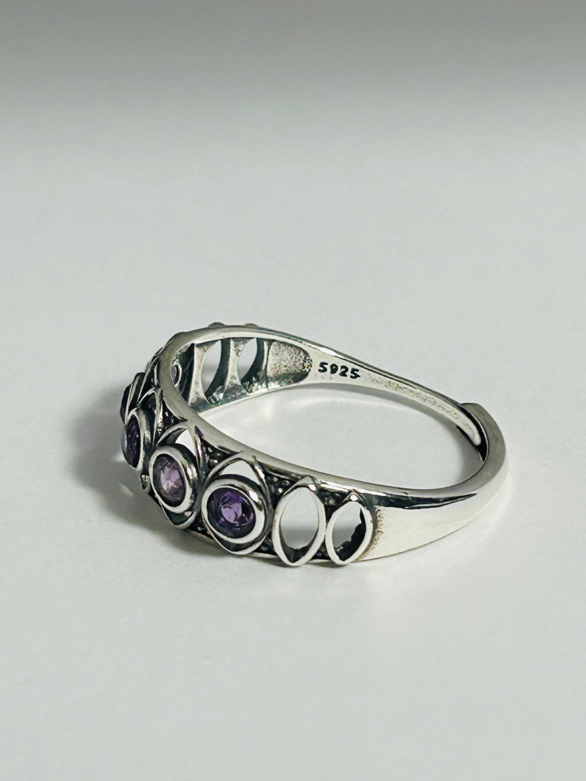 Celtic Amethyst Ring in 925 Sterling Silver - Antiqued Multi Stone Adjustable Jewellery Celtic Dragon Jewellery