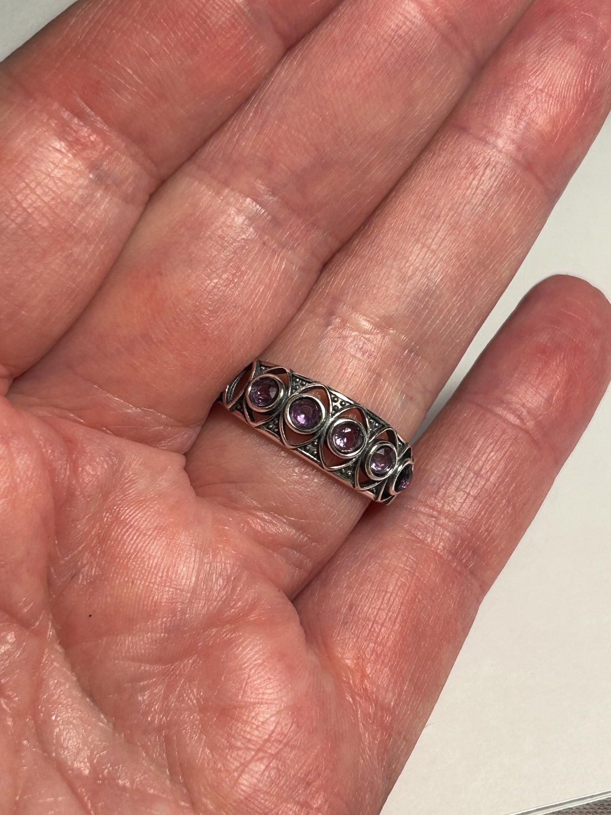 Celtic Amethyst Ring in 925 Sterling Silver - Antiqued Multi Stone Adjustable Jewellery Celtic Dragon Jewellery