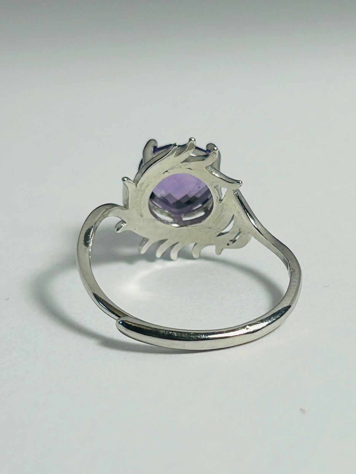 Winged Amethyst Ring in 925 Sterling Silver - Adjustable Dark Angel Jewellery