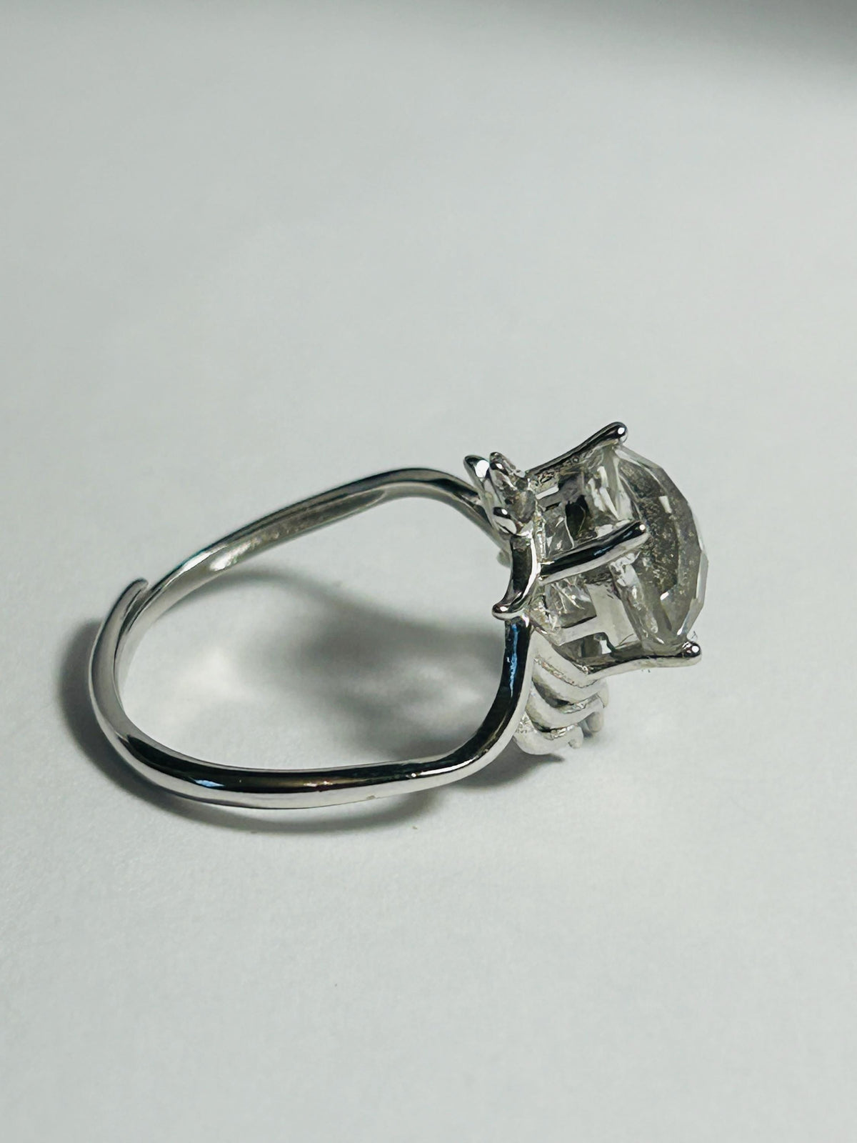Winged Clear Quartz Ring – Sterling Silver, Adjustable Dark Angel Jewellery Celtic Dragon Jewellery