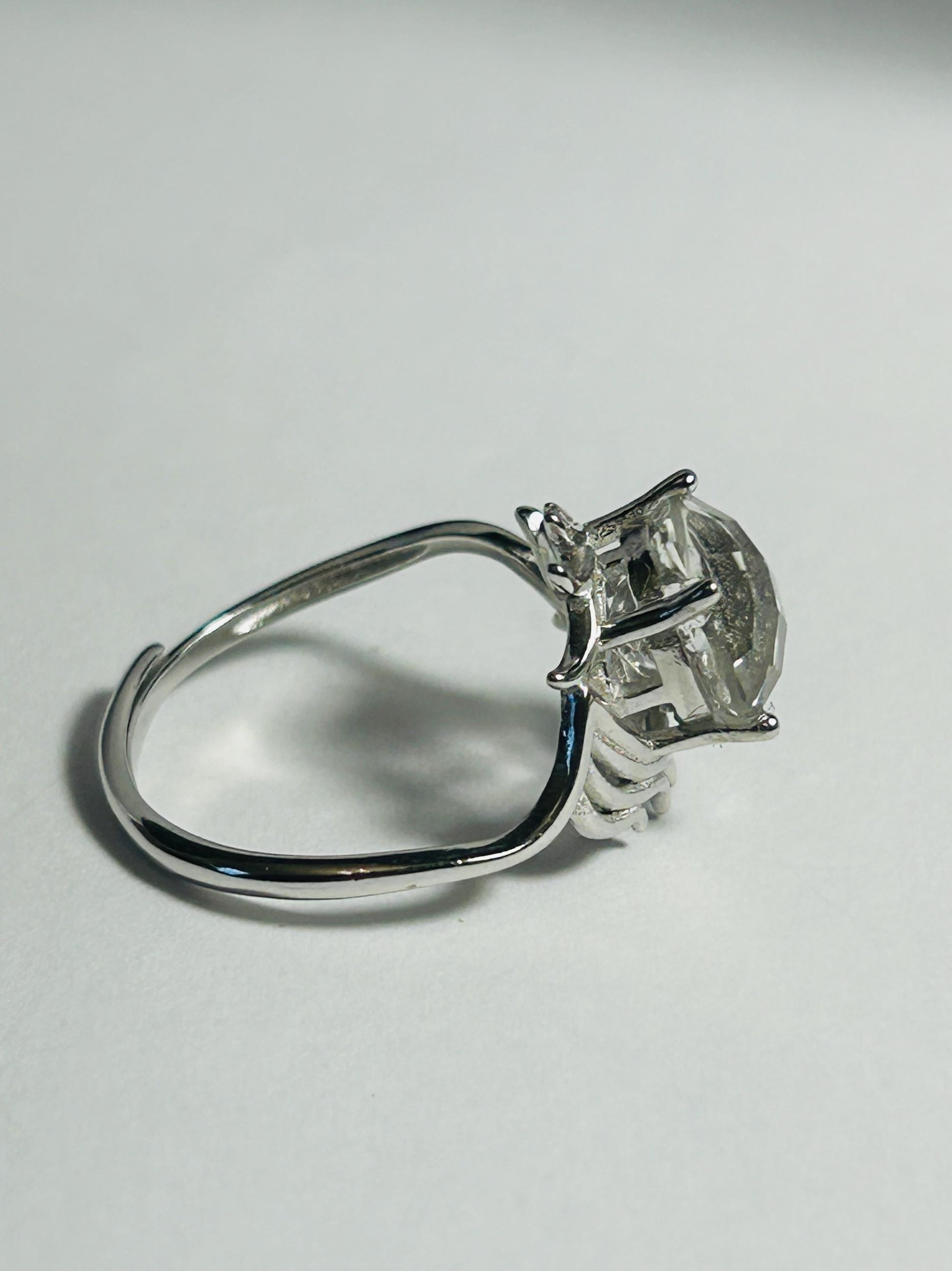 Winged Clear Quartz Ring – Sterling Silver, Adjustable Dark Angel Jewellery Celtic Dragon Jewellery