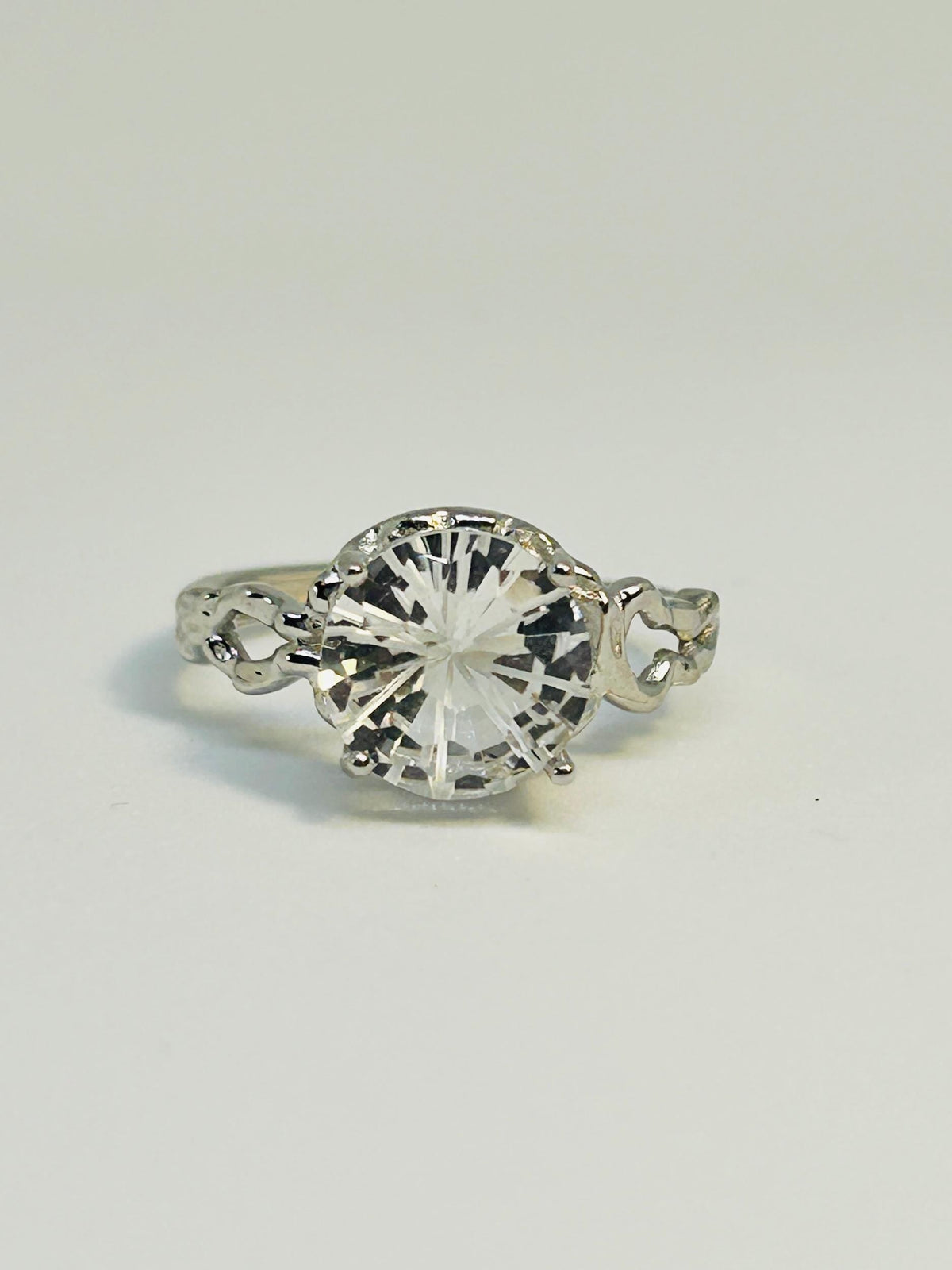 Clear Quartz Ring in 925 Sterling Silver - Adjustable Clear Gemstone Jewellery Celtic Dragon Jewellery