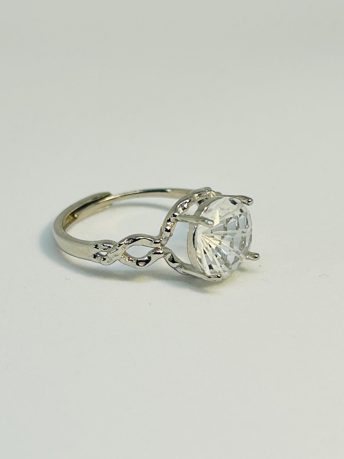 Clear Quartz Ring in 925 Sterling Silver - Adjustable Clear Gemstone Jewellery Celtic Dragon Jewellery