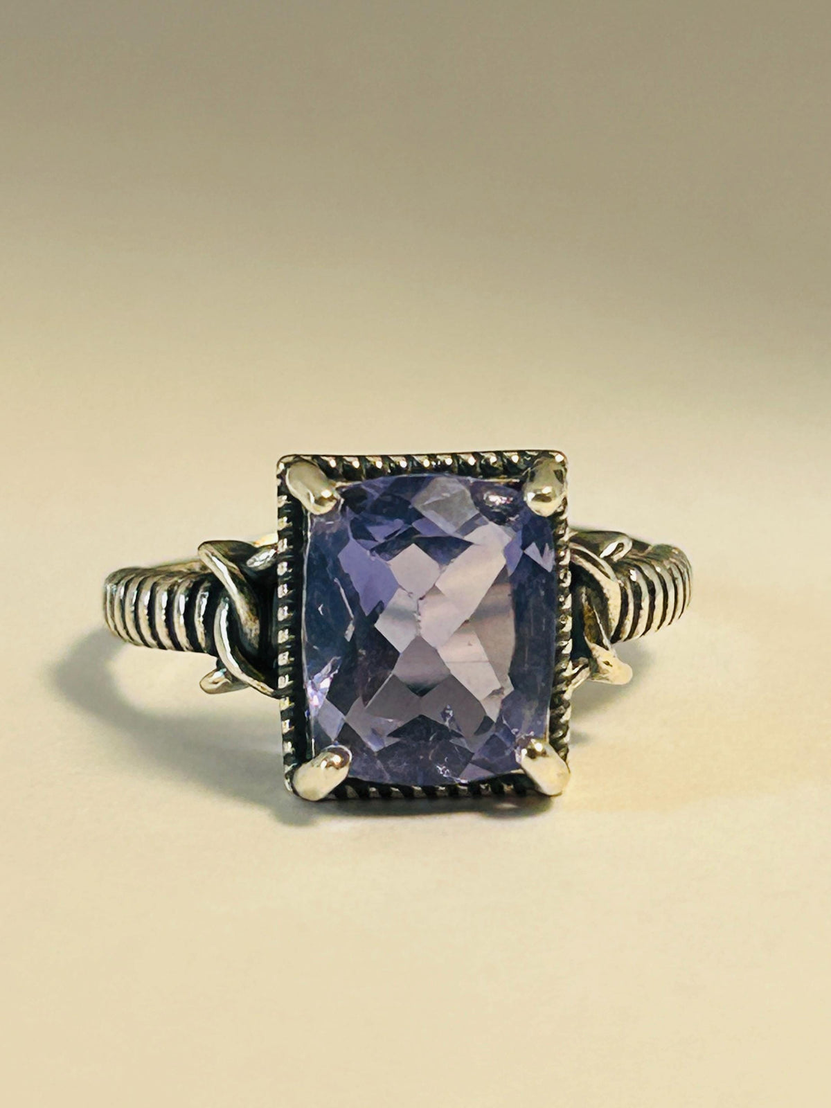 Blue Fluorite Ring, 925 Sterling Silver, Emerald Cut Gothic Jewellery Celtic Dragon Jewellery