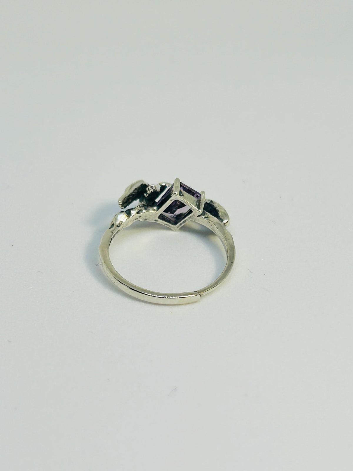 Bird Ring with Amethyst in 925 Sterling Silver - Adjustable Gothic Jewellery