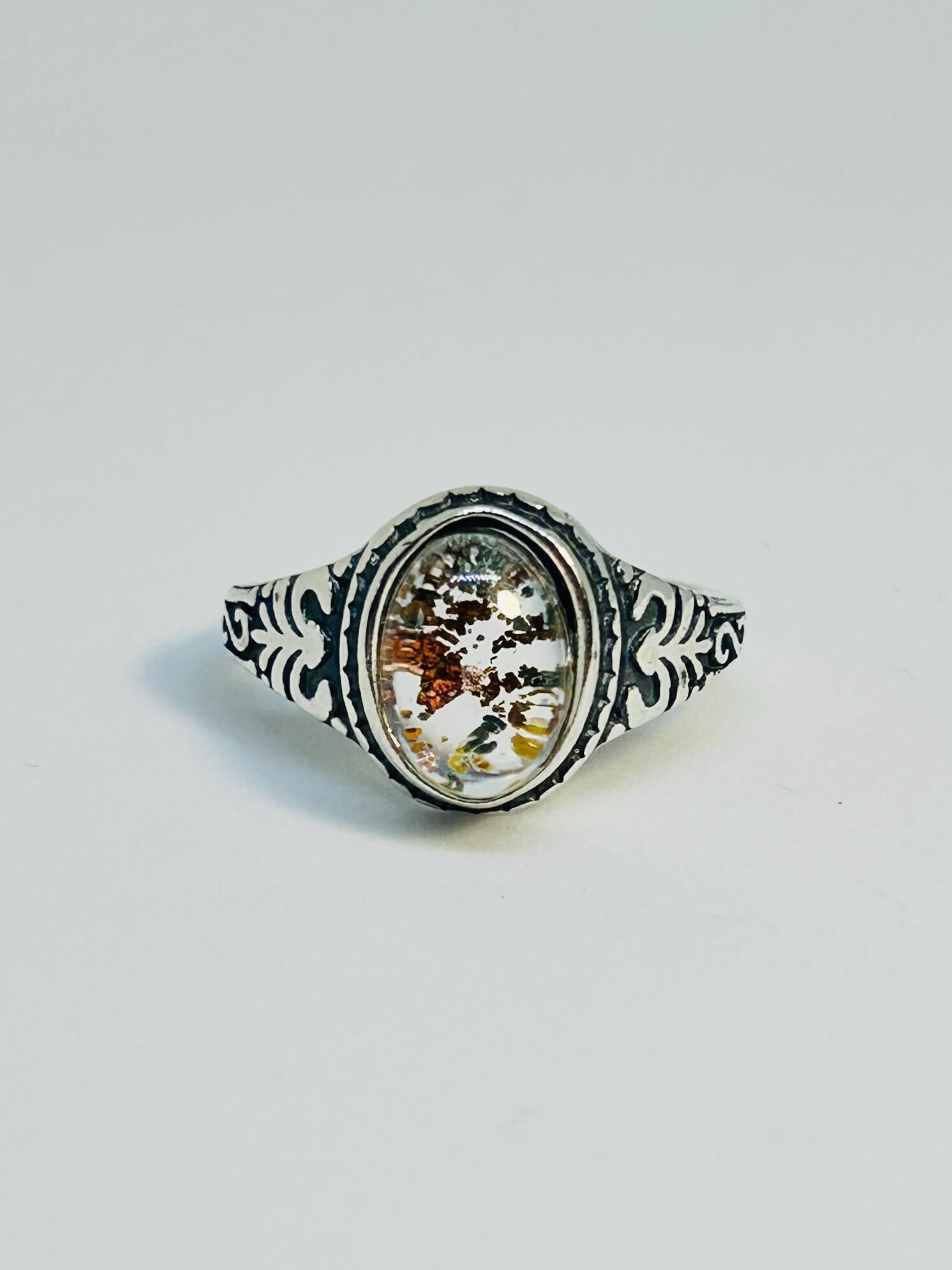 Garden Quartz Ring in 925 Sterling Silver - Adjustable Band Celtic Dragon Jewellery