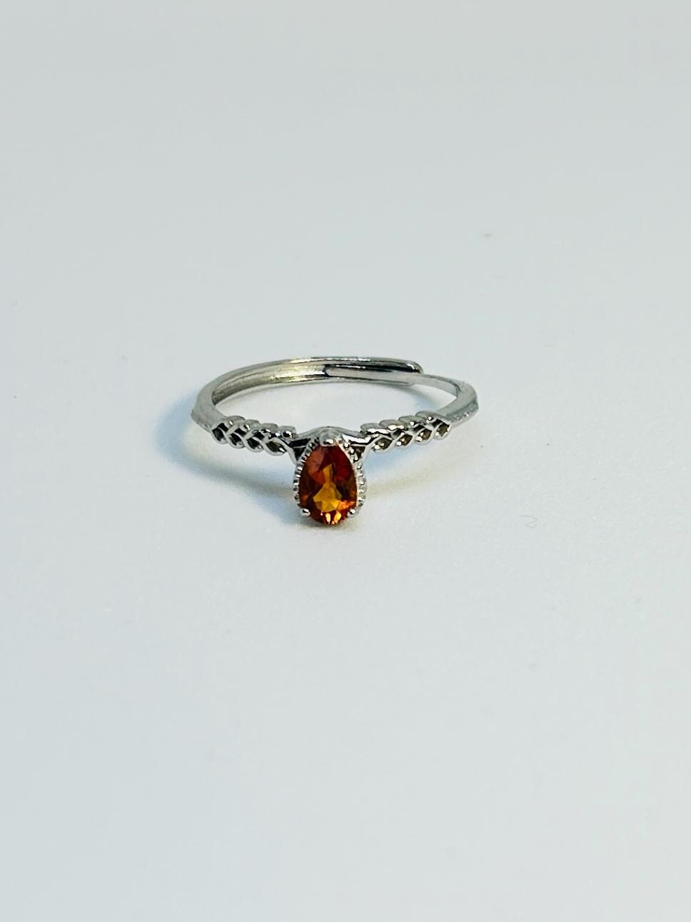 Orange Citrine Stacking Ring in 925 Sterling Silver - Adjustable Minimalist Jewellery Celtic Dragon Jewellery