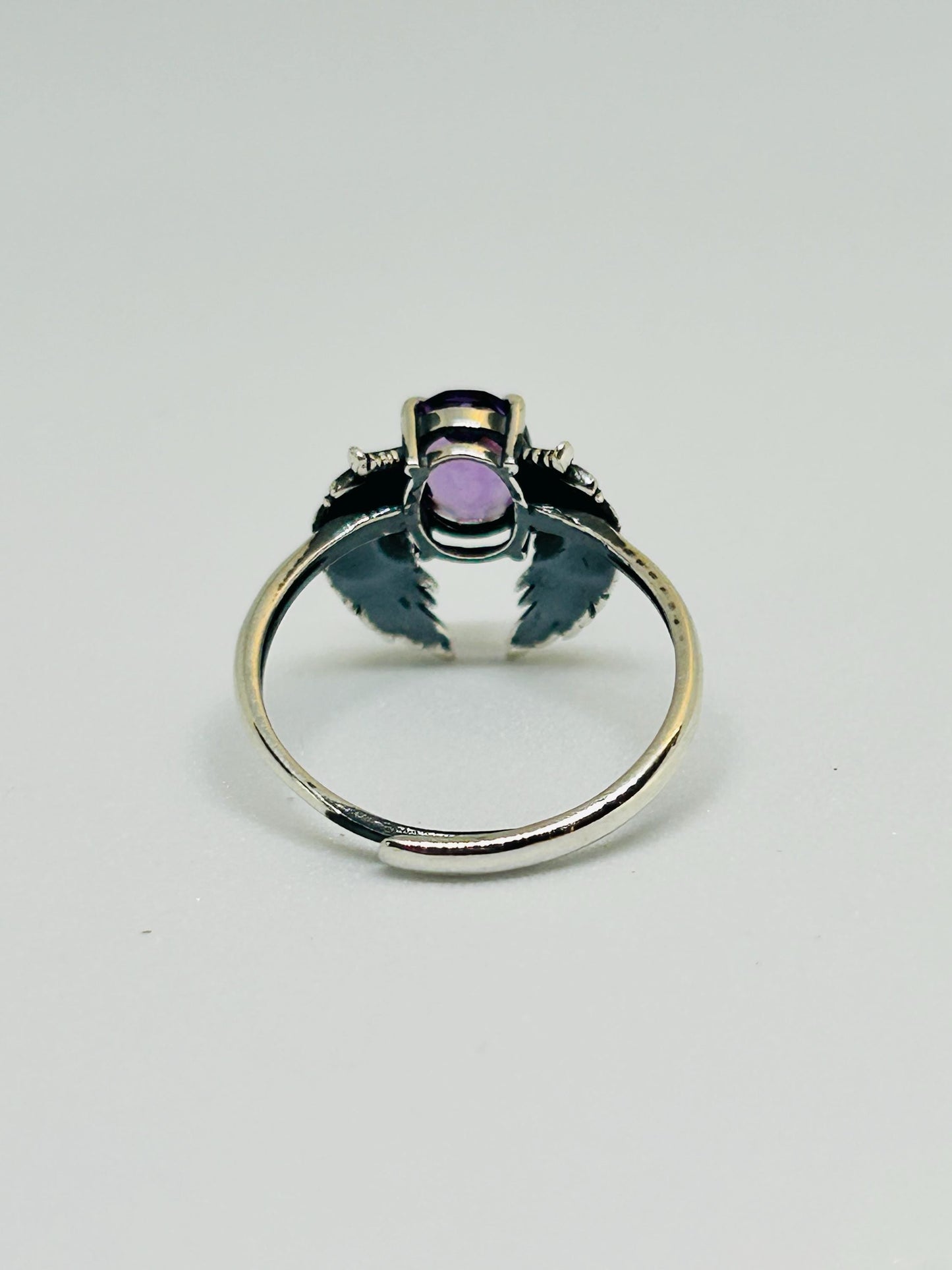 Angel Wings Ring with Amethyst in 925 Sterling Silver, Adjustable Guardian Angel Jewellery Celtic Dragon Jewellery
