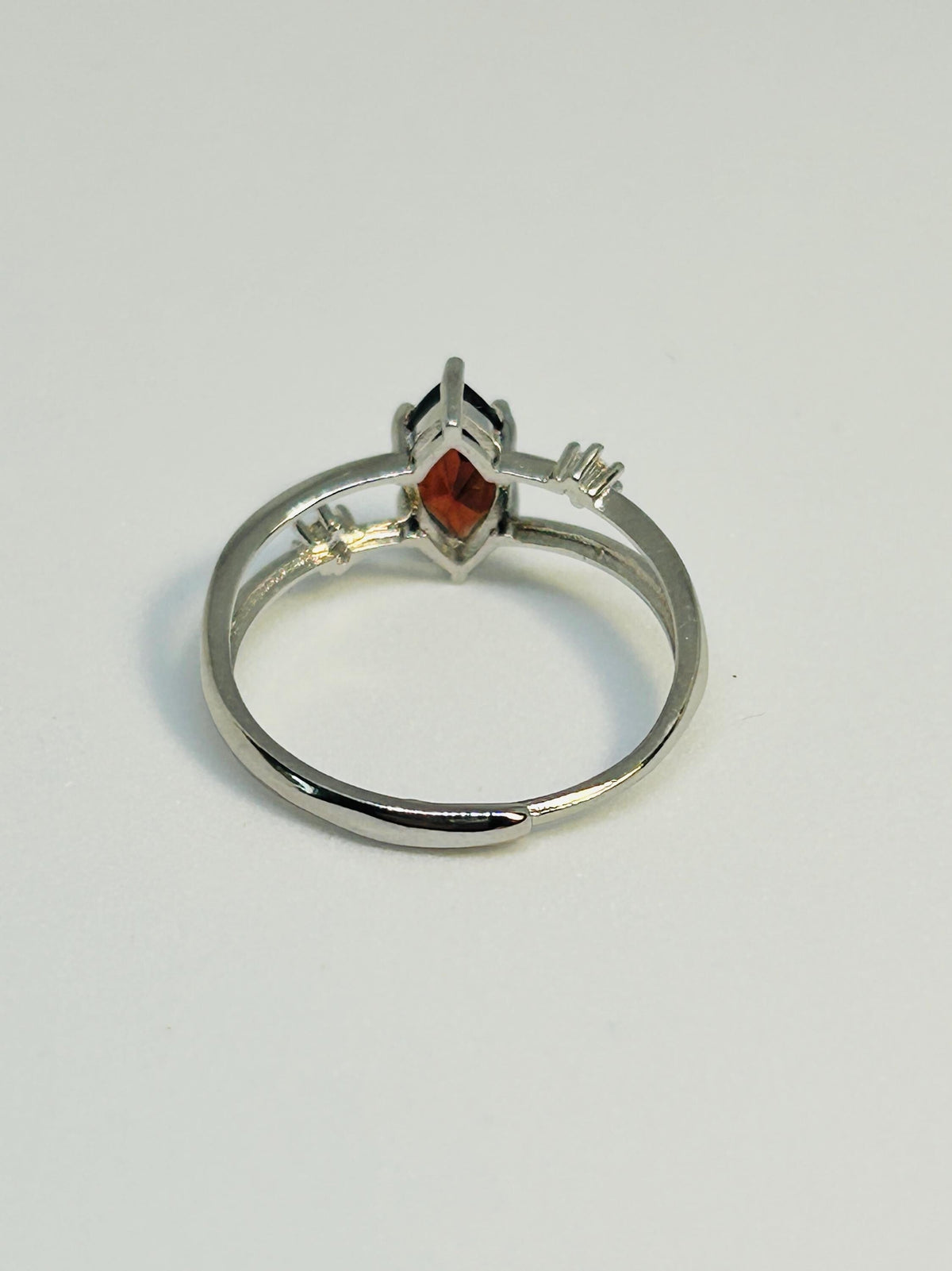 Garnet Ring With CZ Accents in  925 Sterling Silver - Adjustable Minimalist Jewellery Celtic Dragon Jewellery