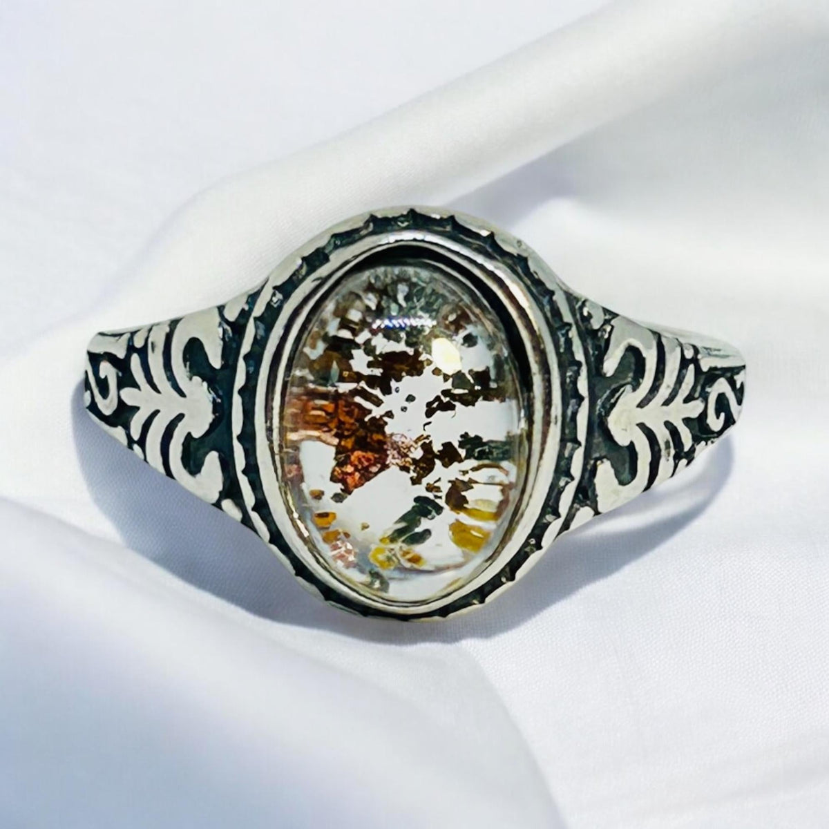 Garden Quartz Ring in 925 Sterling Silver - Adjustable Band Celtic Dragon Jewellery