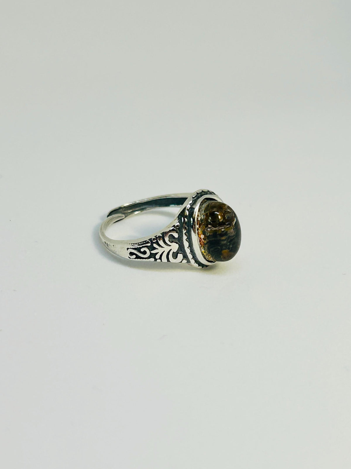 Garden Quartz Ring in 925 Sterling Silver - Adjustable Band Celtic Dragon Jewellery