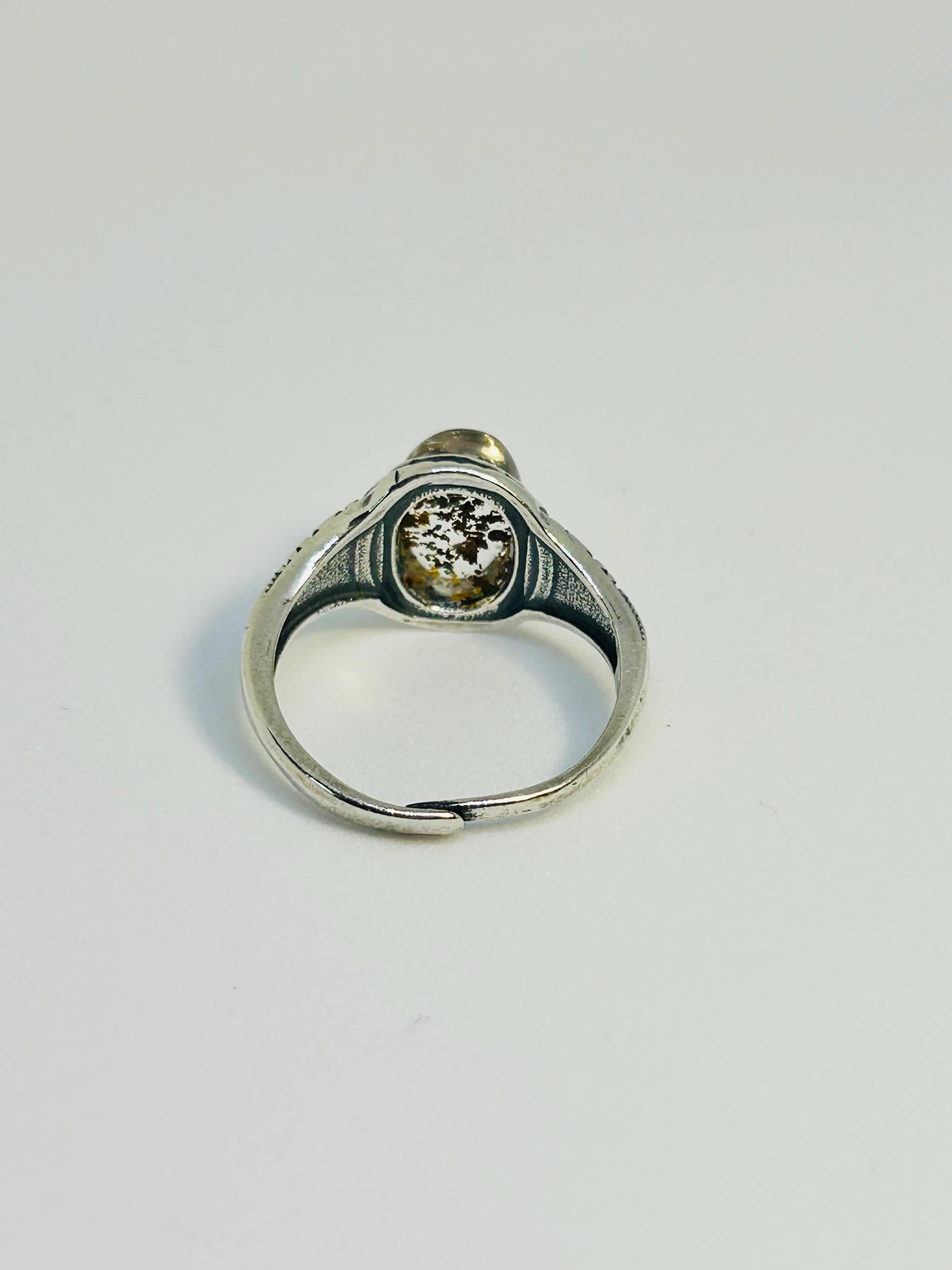 Garden Quartz Ring in 925 Sterling Silver - Adjustable Band Celtic Dragon Jewellery