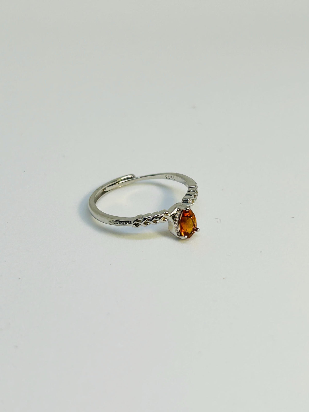 Orange Citrine Stacking Ring in 925 Sterling Silver - Adjustable Minimalist Jewellery Celtic Dragon Jewellery