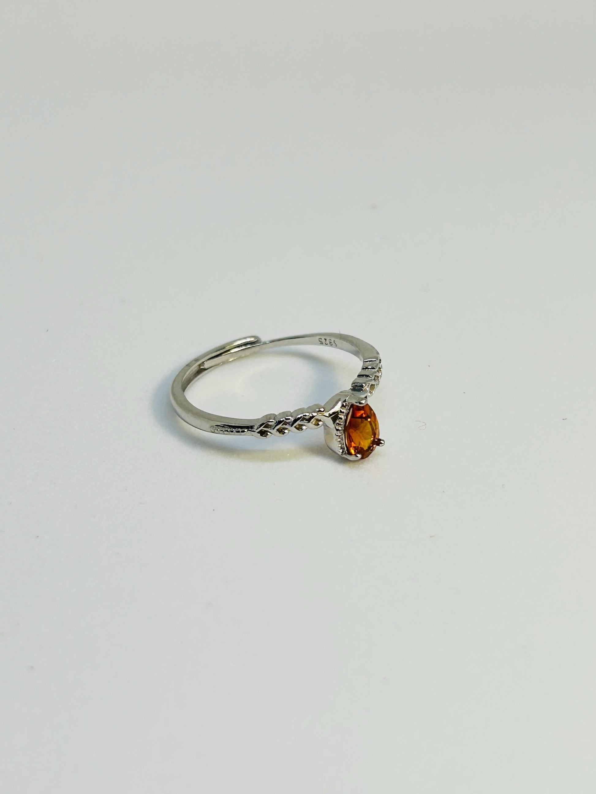 Orange Citrine Stacking Ring in 925 Sterling Silver - Adjustable Minimalist Jewellery Celtic Dragon Jewellery
