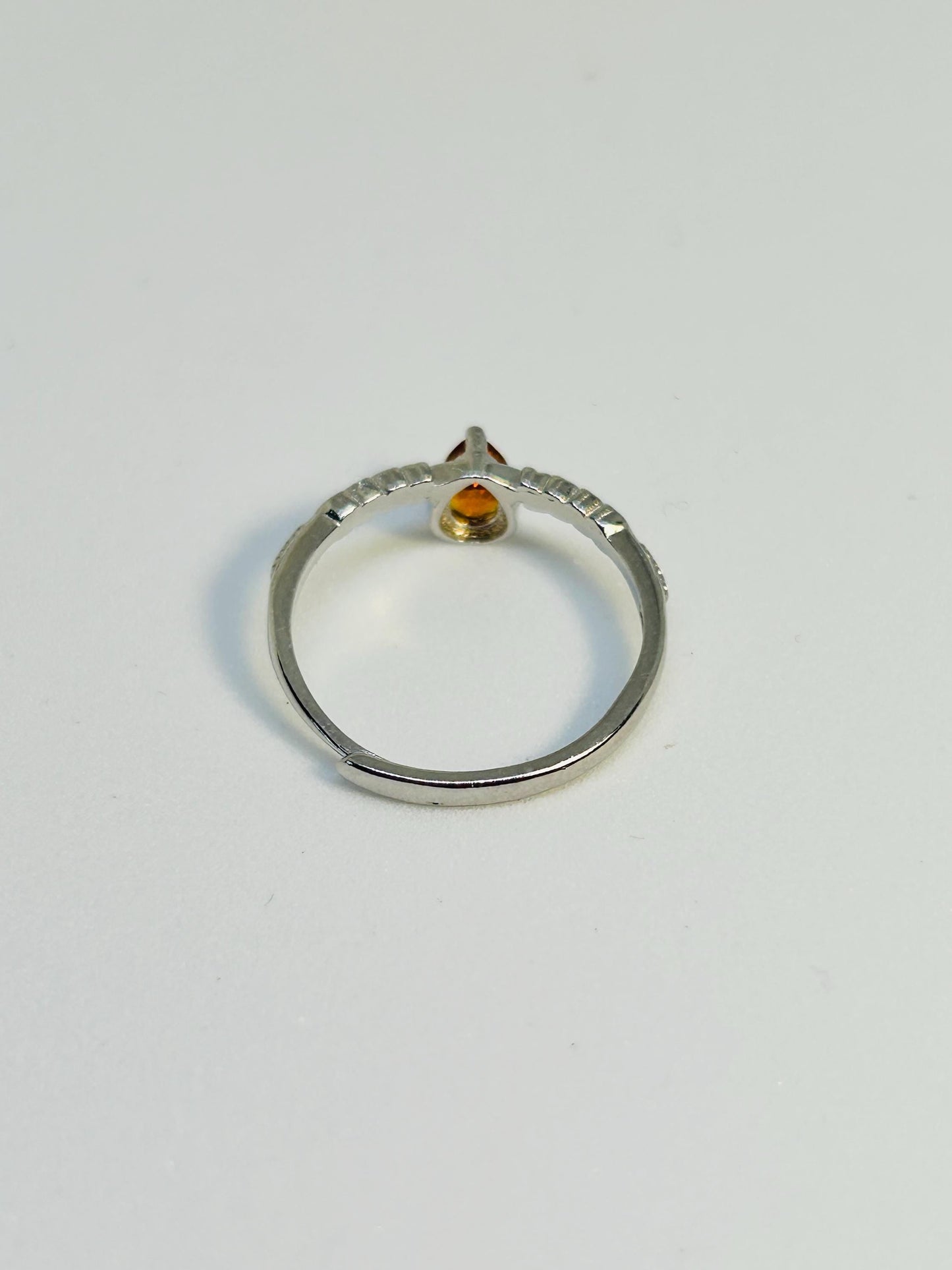 Orange Citrine Stacking Ring in 925 Sterling Silver - Adjustable Minimalist Jewellery Celtic Dragon Jewellery