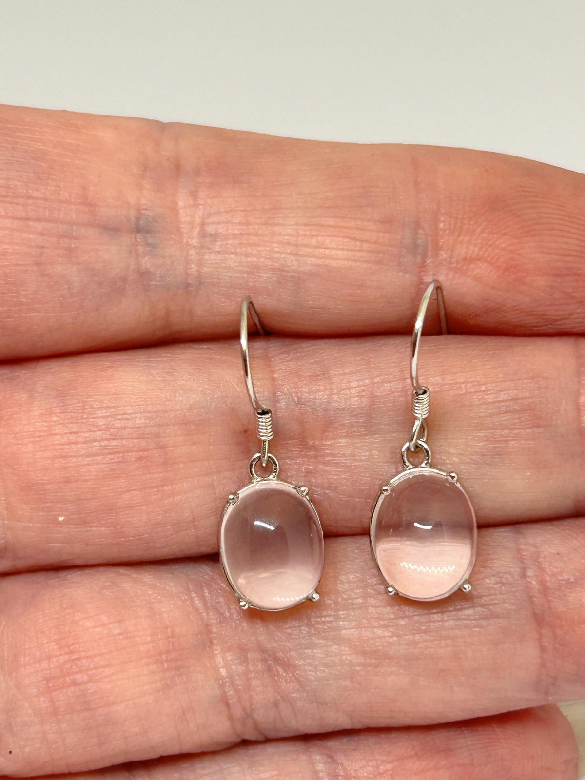 Rose Quartz Dangle Earrings - 925 Sterling Silver Jewellery