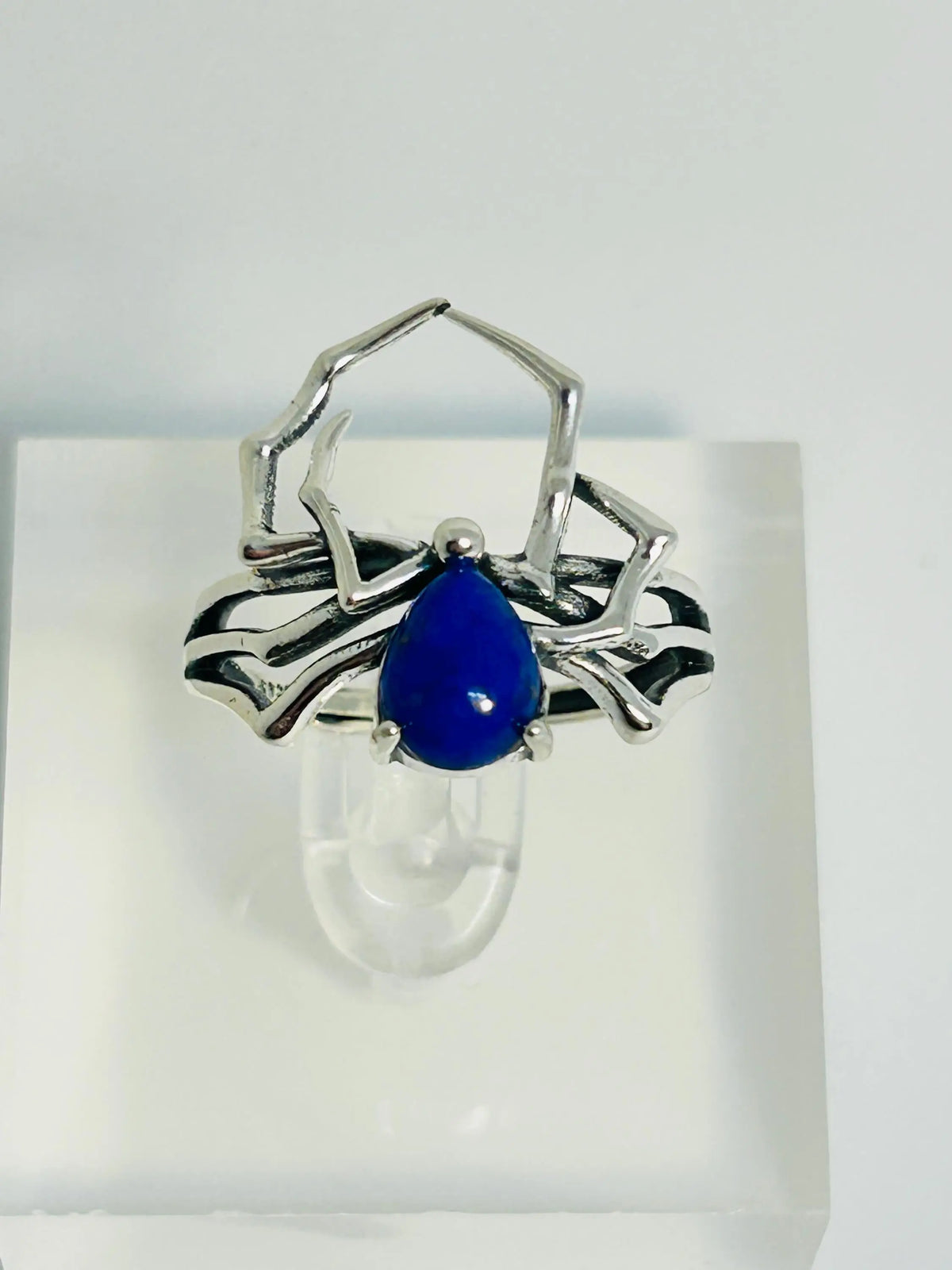 Spider Ring With Lapis Lazuli in 925 Sterling Silver - Adjustable Gothic Jewellery Celtic Dragon Jewellery