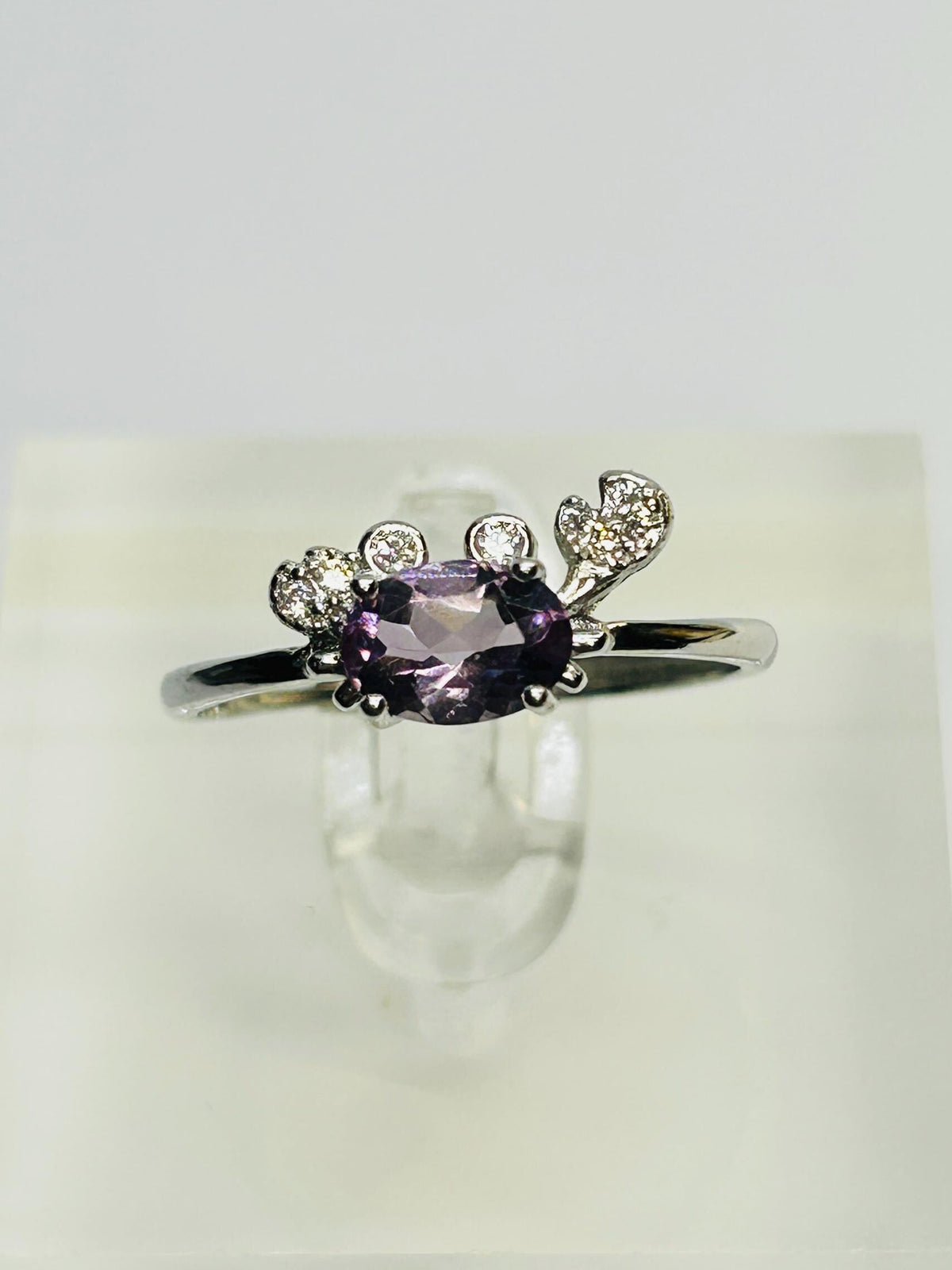 Amethyst Crab Ring with CZ Accents in 925 Sterling Silver - Adjustable Zodiac Jewellery Celtic Dragon Jewellery