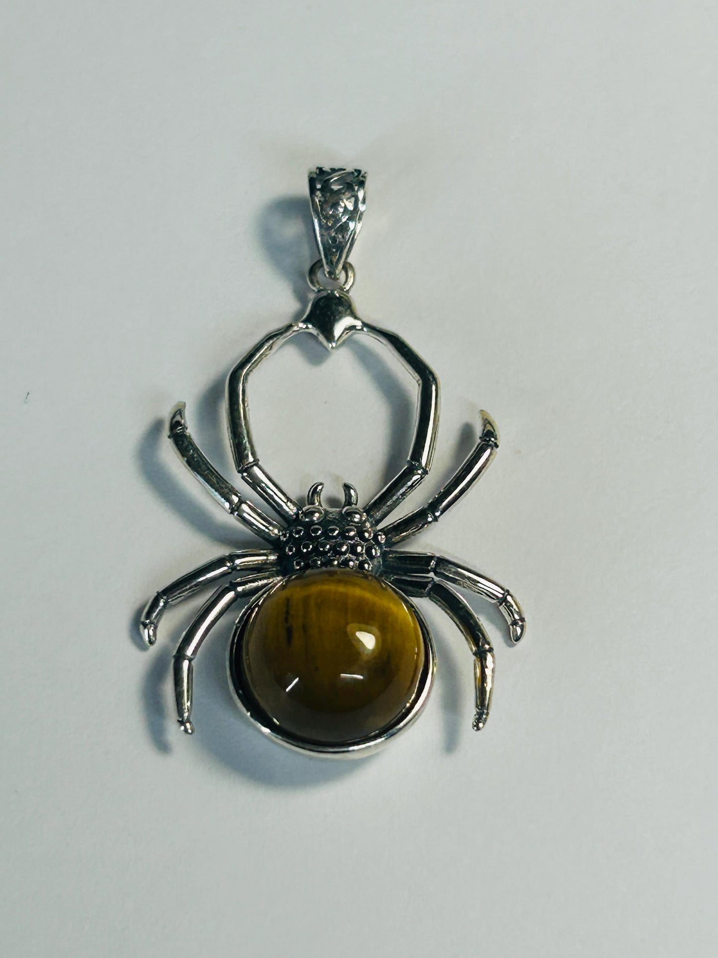 Spider Pendant with Gold Tigers Eye in 925 Sterling Silver