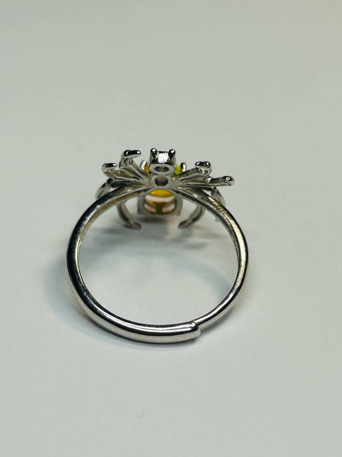 Spider Ring with Opal & CZ in 925 Sterling Silver - Adjustable Band Celtic Dragon Jewellery