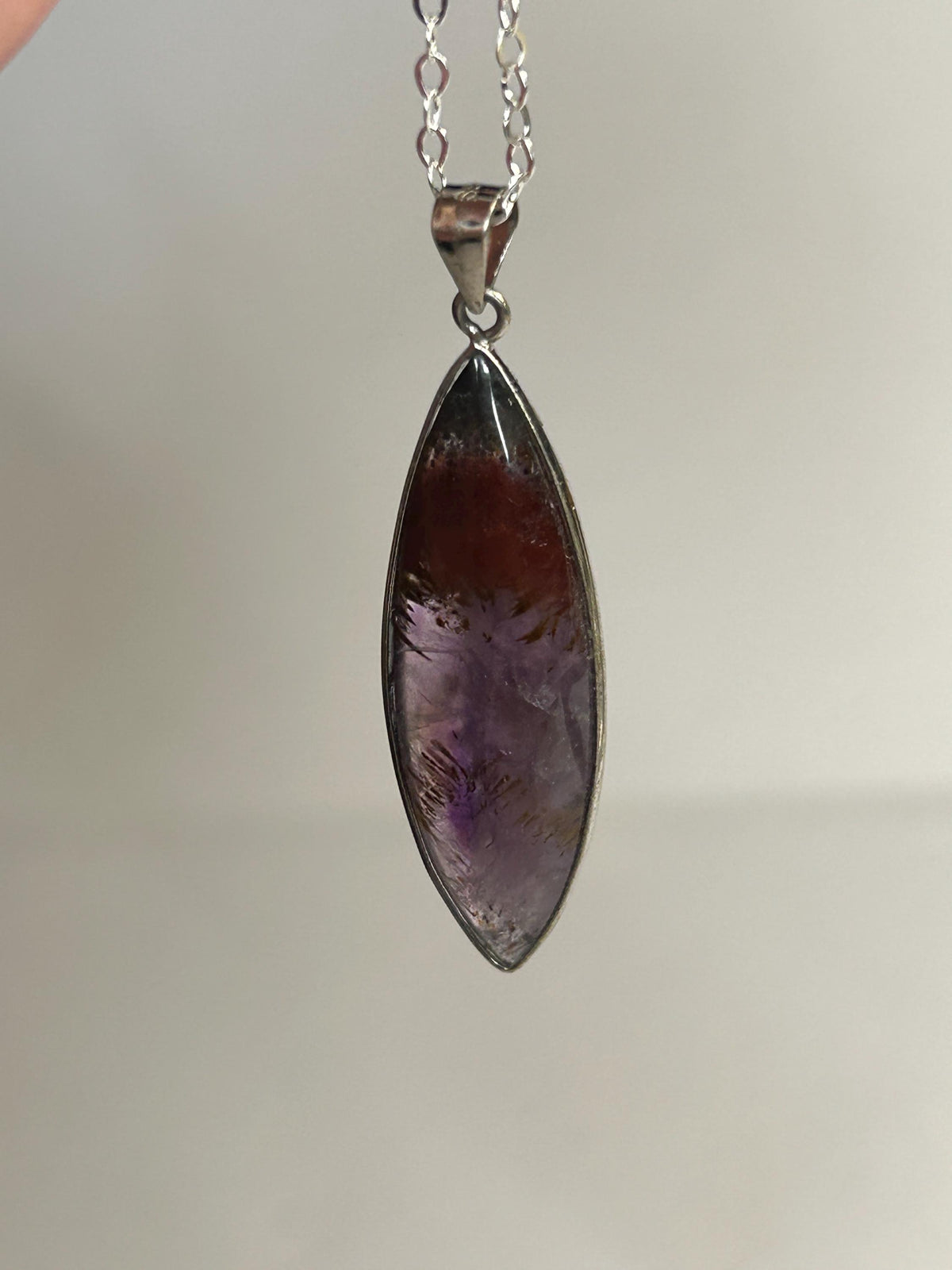 Cacoxenite Included Amethyst Pendant in 925 Sterling Silver - Golden Firework Inclusion Quartz
