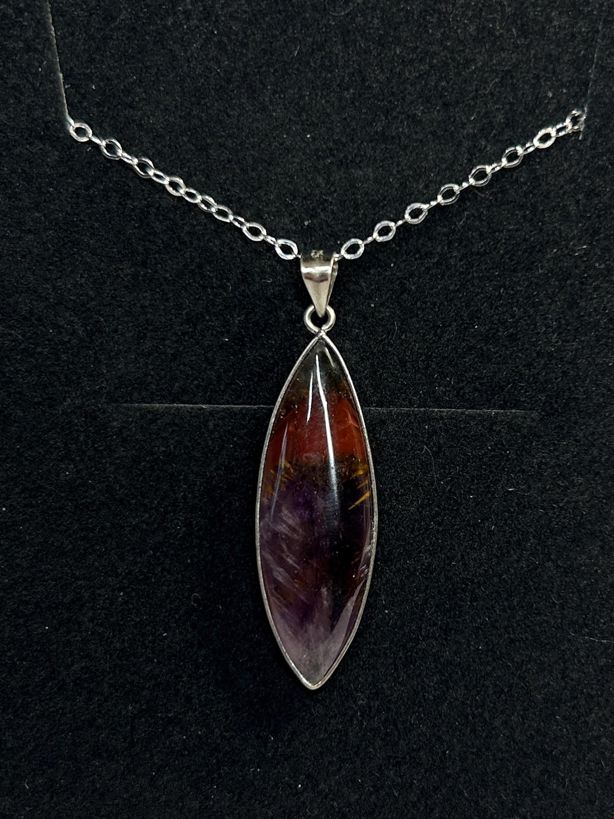 Cacoxenite Included Amethyst Pendant in 925 Sterling Silver - Golden Firework Inclusion Quartz Celtic Dragon Jewellery