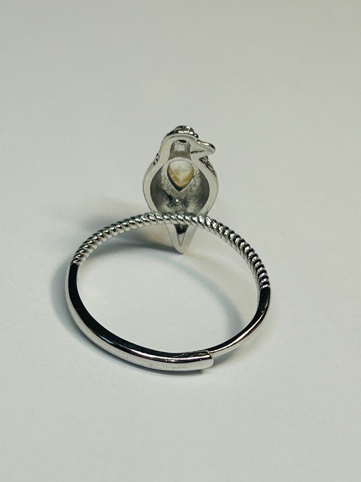Dainty Bird Ring With Moonstone in 925 Sterling Silver & Adjustable Band