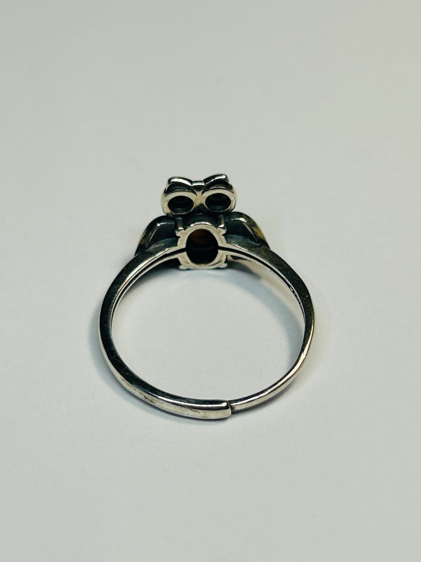Owl Ring With Black Opal in 925 Sterling Silver & Adjustable Band Celtic Dragon Jewellery