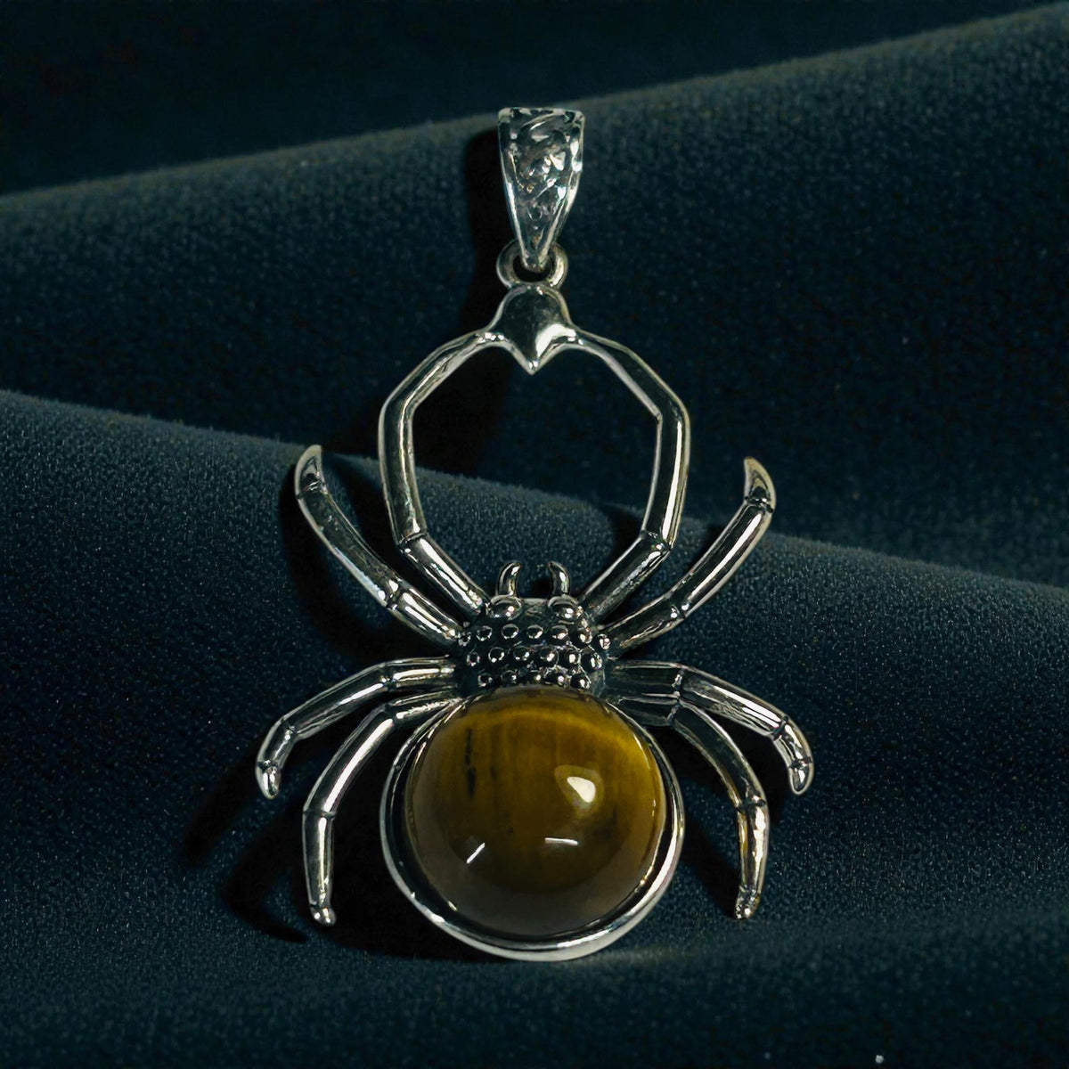 Spider Pendant with Gold Tigers Eye in 925 Sterling Silver Celtic Dragon Jewellery