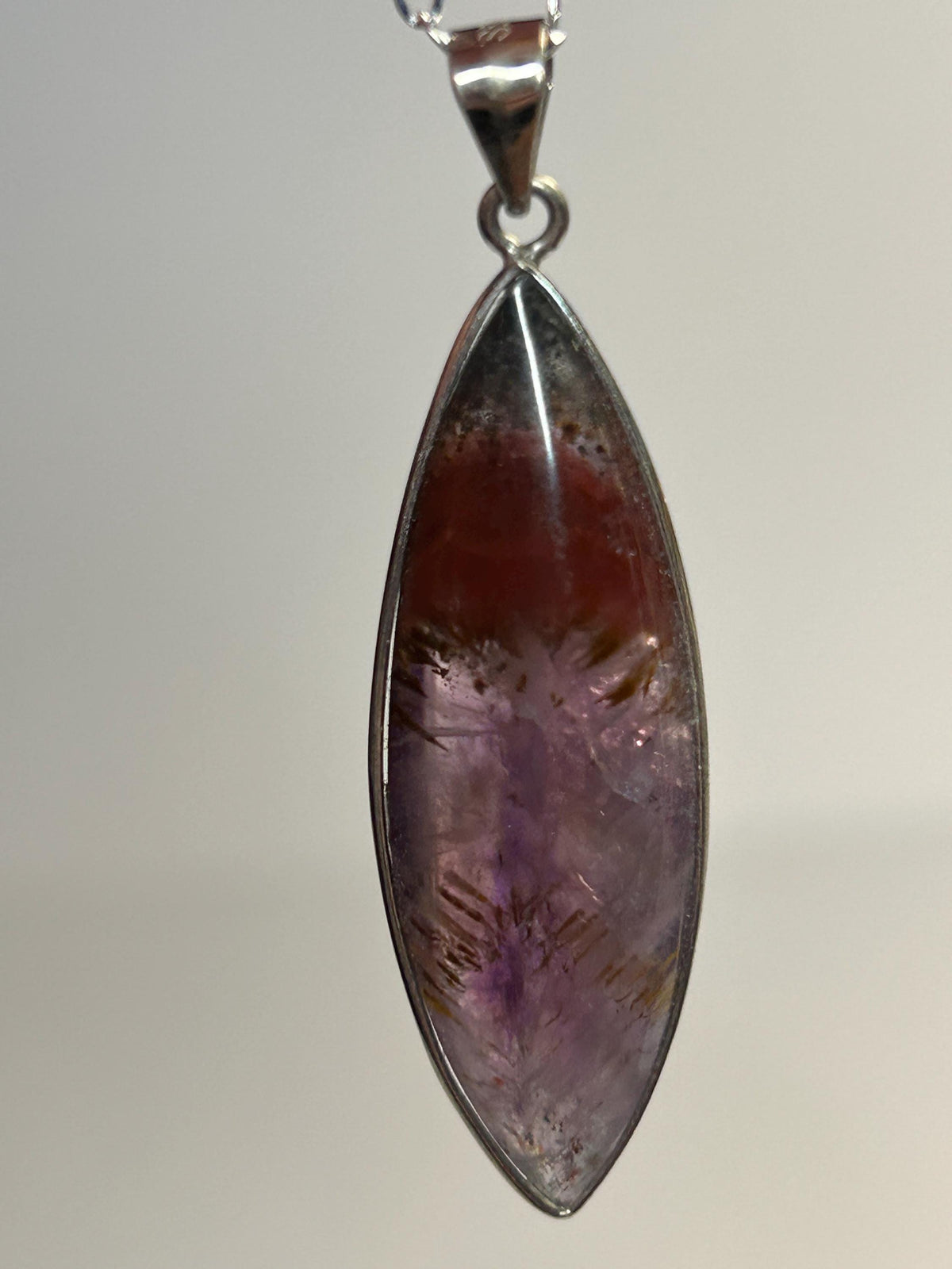 Cacoxenite Included Amethyst Pendant in 925 Sterling Silver - Golden Firework Inclusion Quartz Celtic Dragon Jewellery
