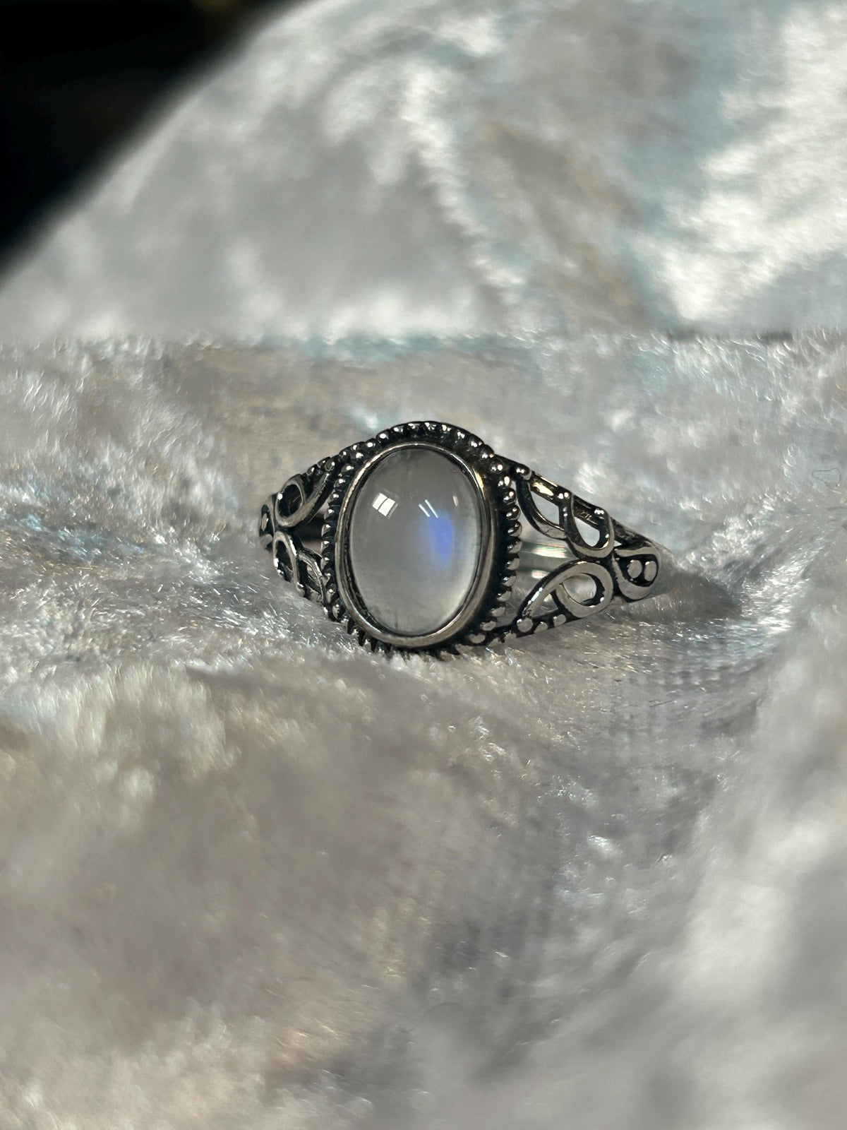 Moonstone Ring in 925 Sterling Silver with Celtic Style & Adjustable Band Celtic Dragon Jewellery