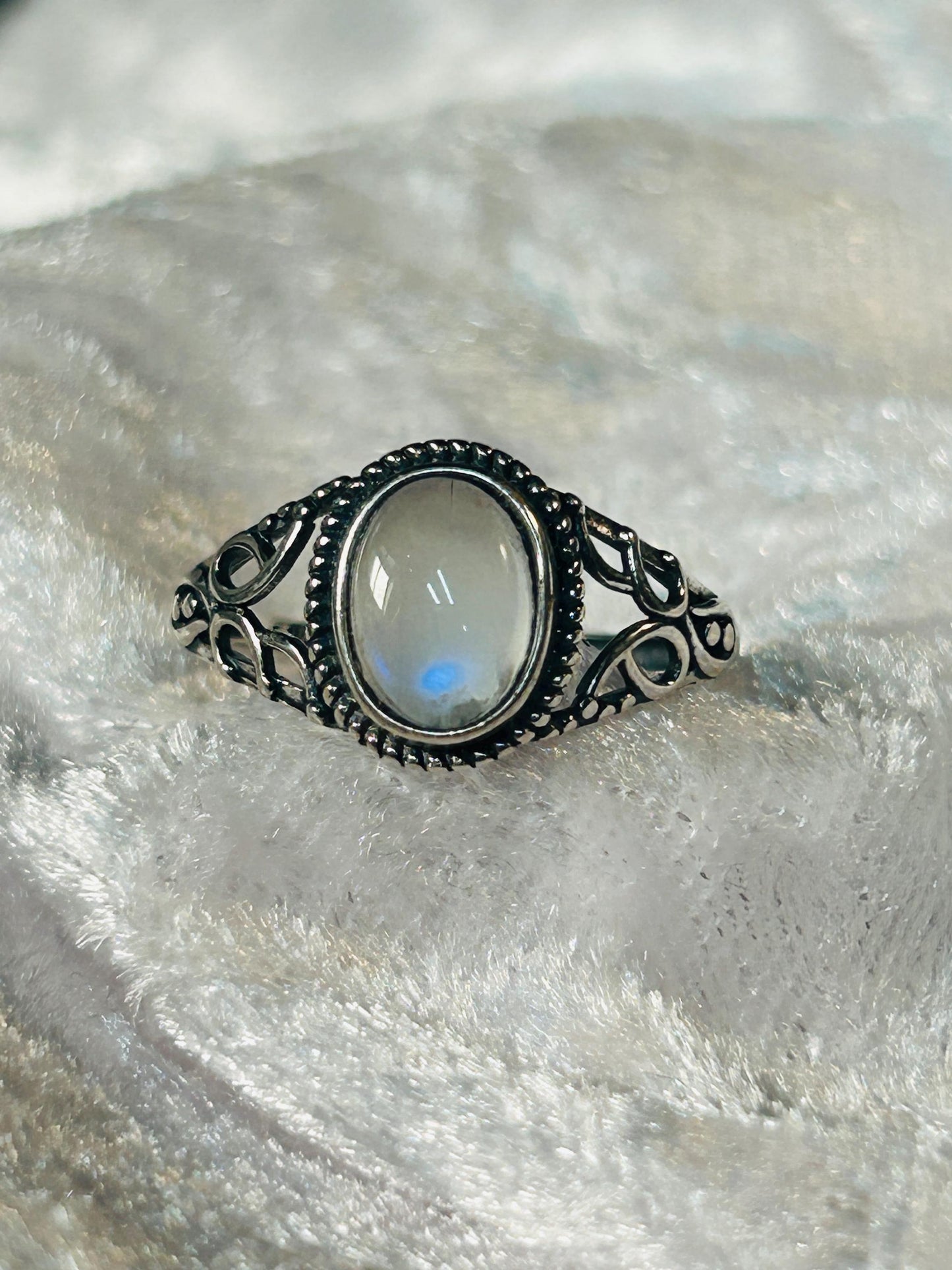 Moonstone Ring in 925 Sterling Silver with Celtic Style & Adjustable Band Celtic Dragon Jewellery